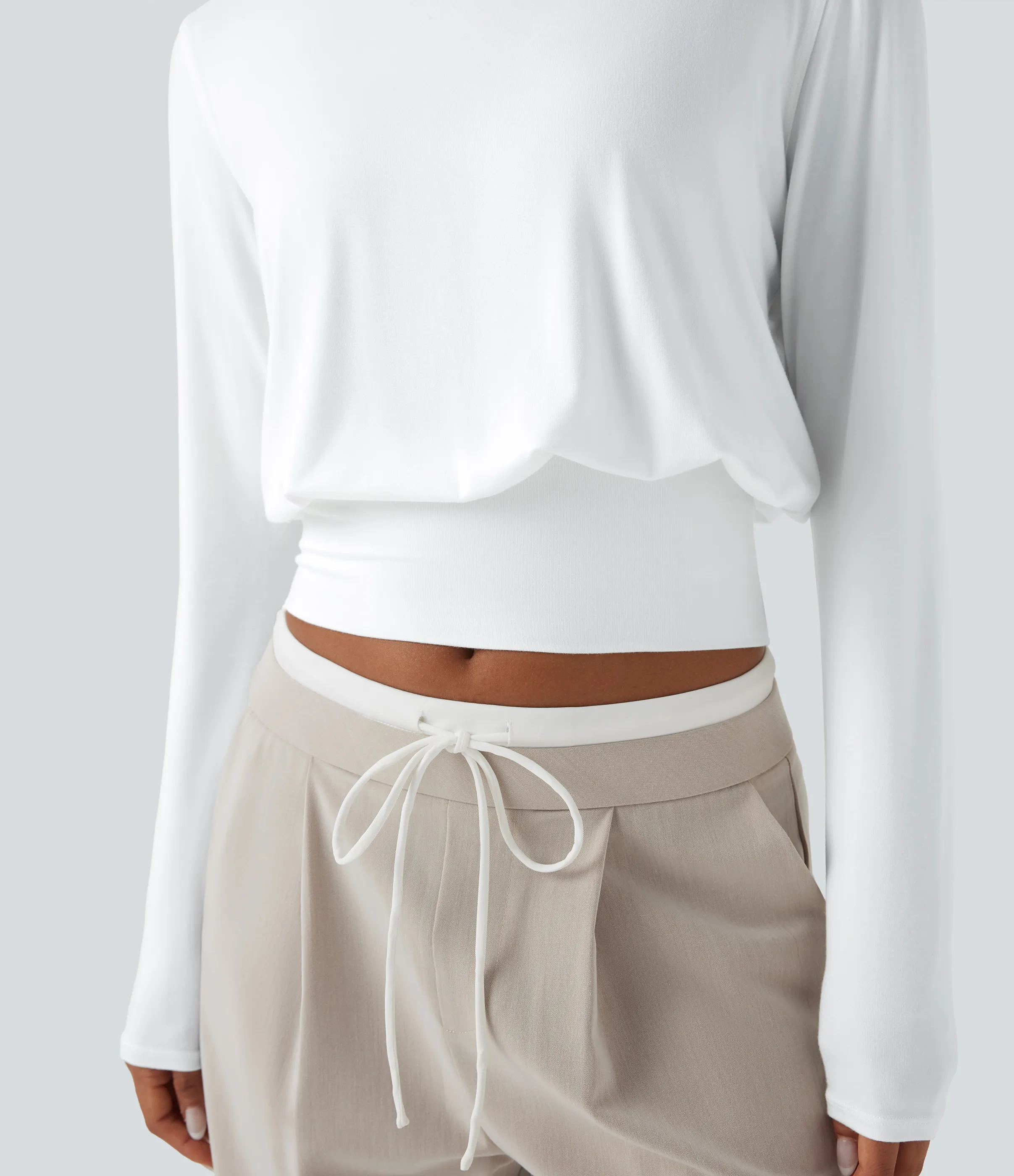 Halara Camiseta de oficina de manga larga y cuello redondo - White - L sold by Halara product image thumbnail 5