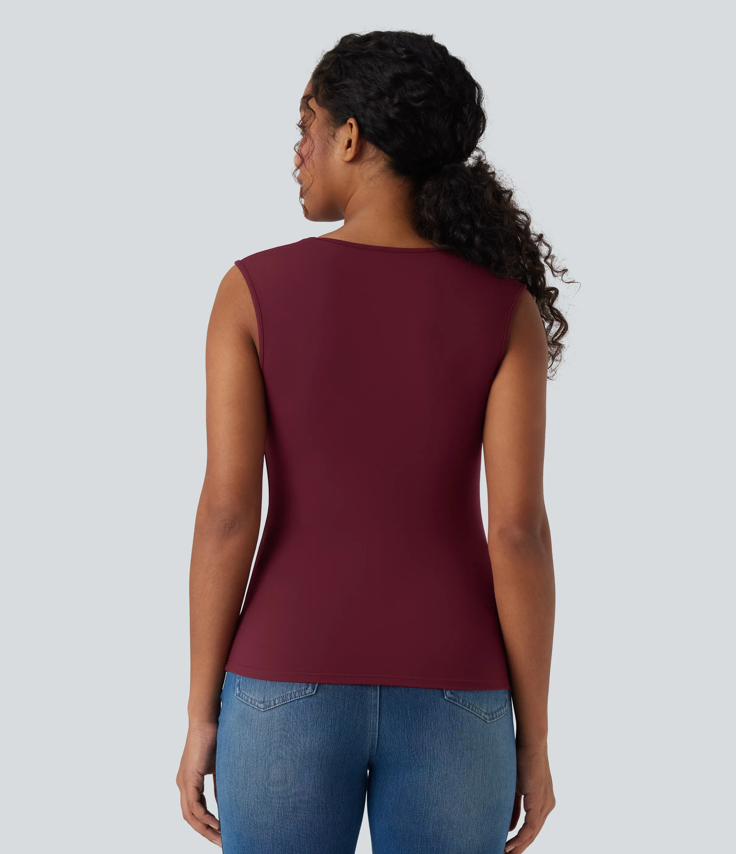 Halara Top casual sin mangas con cuello redondo - Deep Wine - L sold by Halara product image thumbnail 3