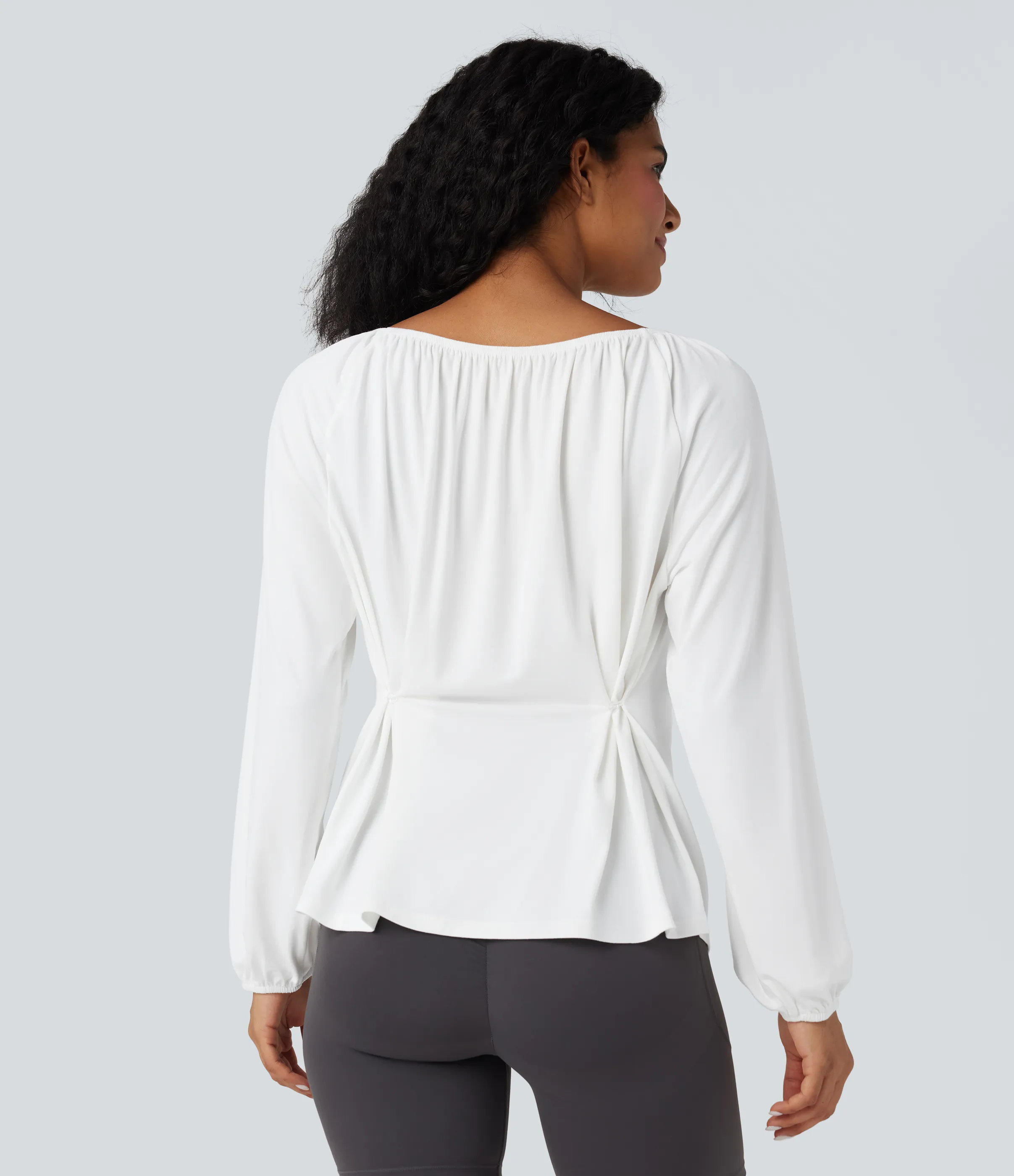Halara Top deportivo de yoga de manga larga con un solo hombro - White - S sold by Halara product image thumbnail 5