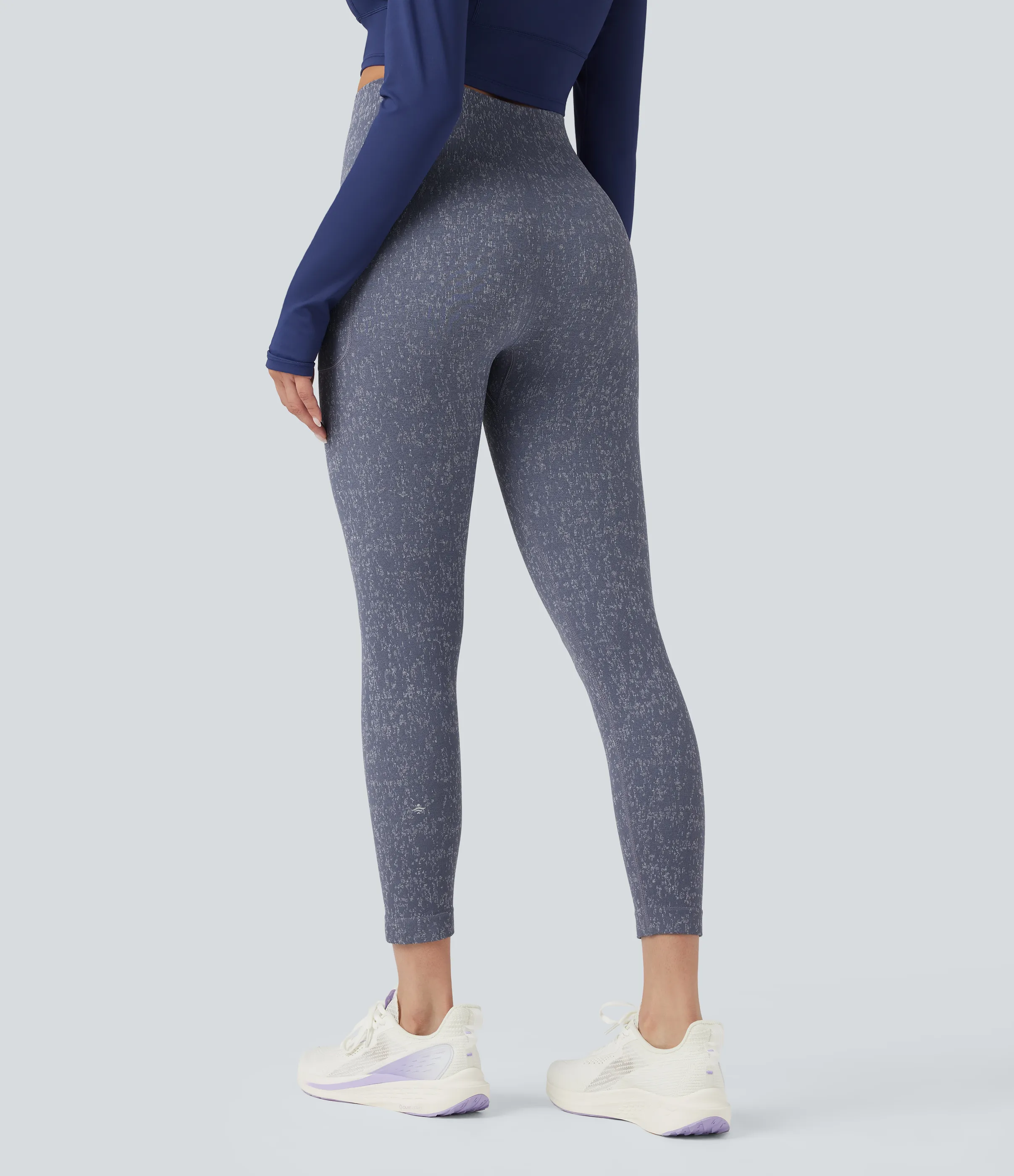 Halara Leggings de yoga de tiro alto fluidos sin costuras con diseño moteado de 7/8 y bolsillos - Gray Blue - L(7/8) sold by Halara product image thumbnail 3