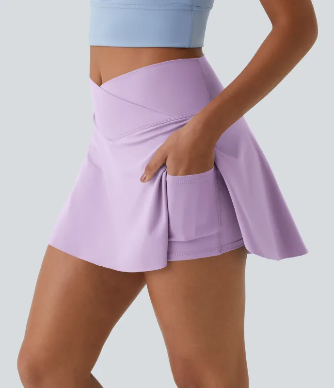 Halara Minifalda tenis Softlyzero™ Airy Crossover 2 en 1 bolsillo lateral tacto fresco tacto suave diario Lucid-UPF 50+ - Pink Orchid - M made by Halara