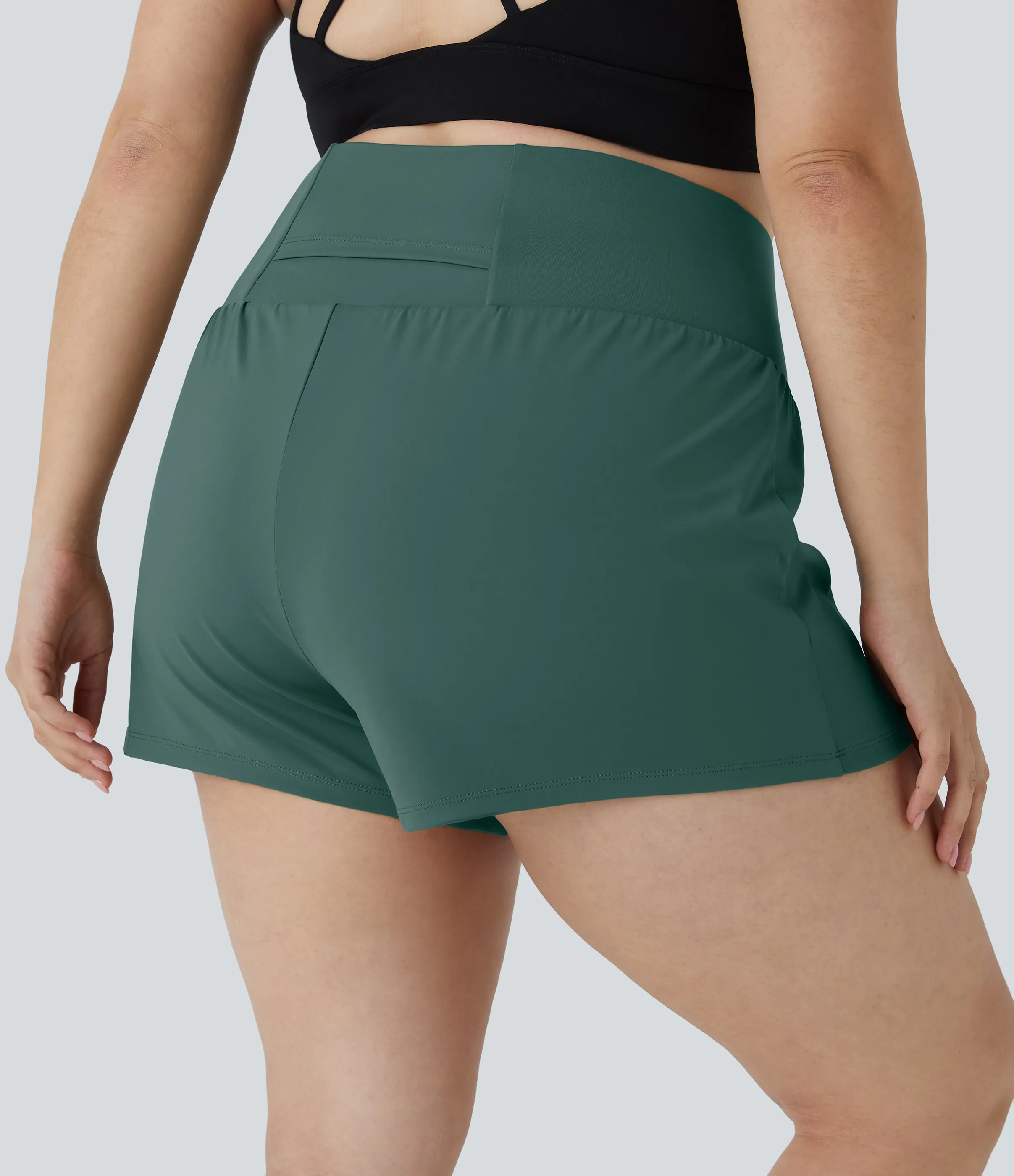 Halara Pantalón corto gimnasio bolsillo trasero lateral oculto 2 en 1 talla grande 6.3cm - Blue Spruce - 2X sold by Halara product image thumbnail 3