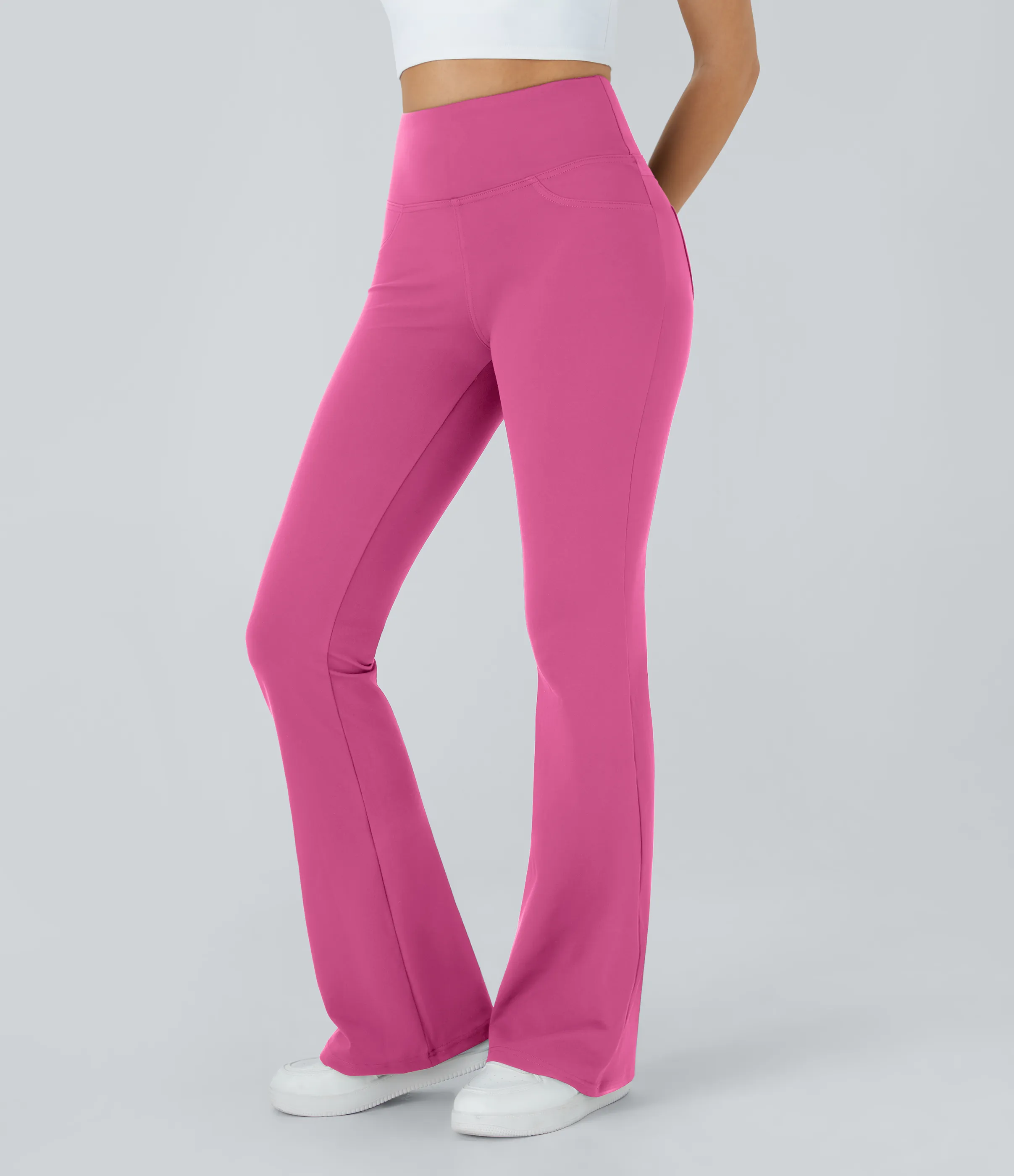 Halara Leggings de yoga acampanados de tiro alto con bolsillos - Raspberry Rose - M(regular) sold by Halara product image thumbnail 3