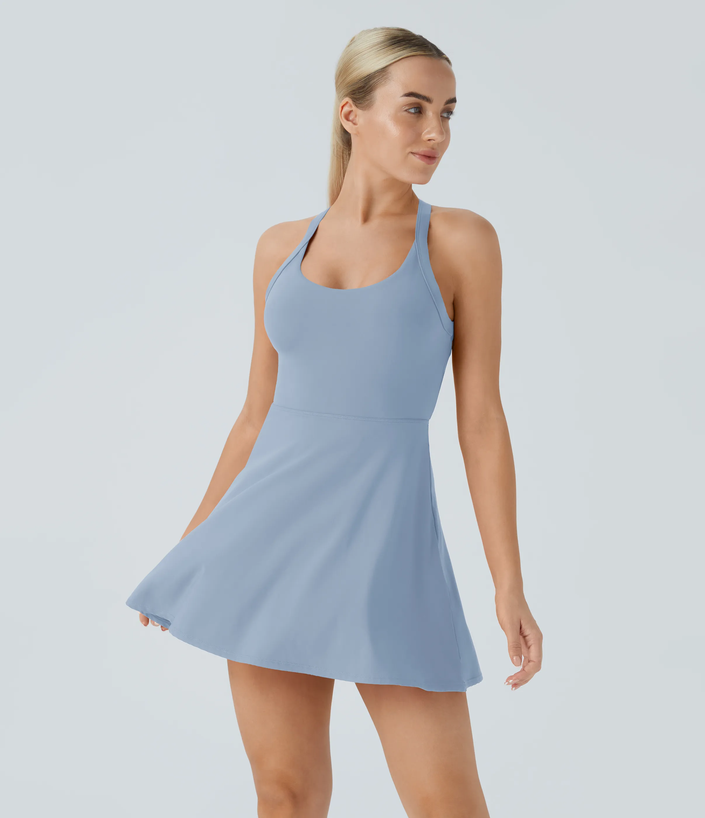 Halara Vestido deportivo sin espalda con diseño retorcido en copas D-F - Light Grey Blue - XL sold by Halara product image thumbnail 3