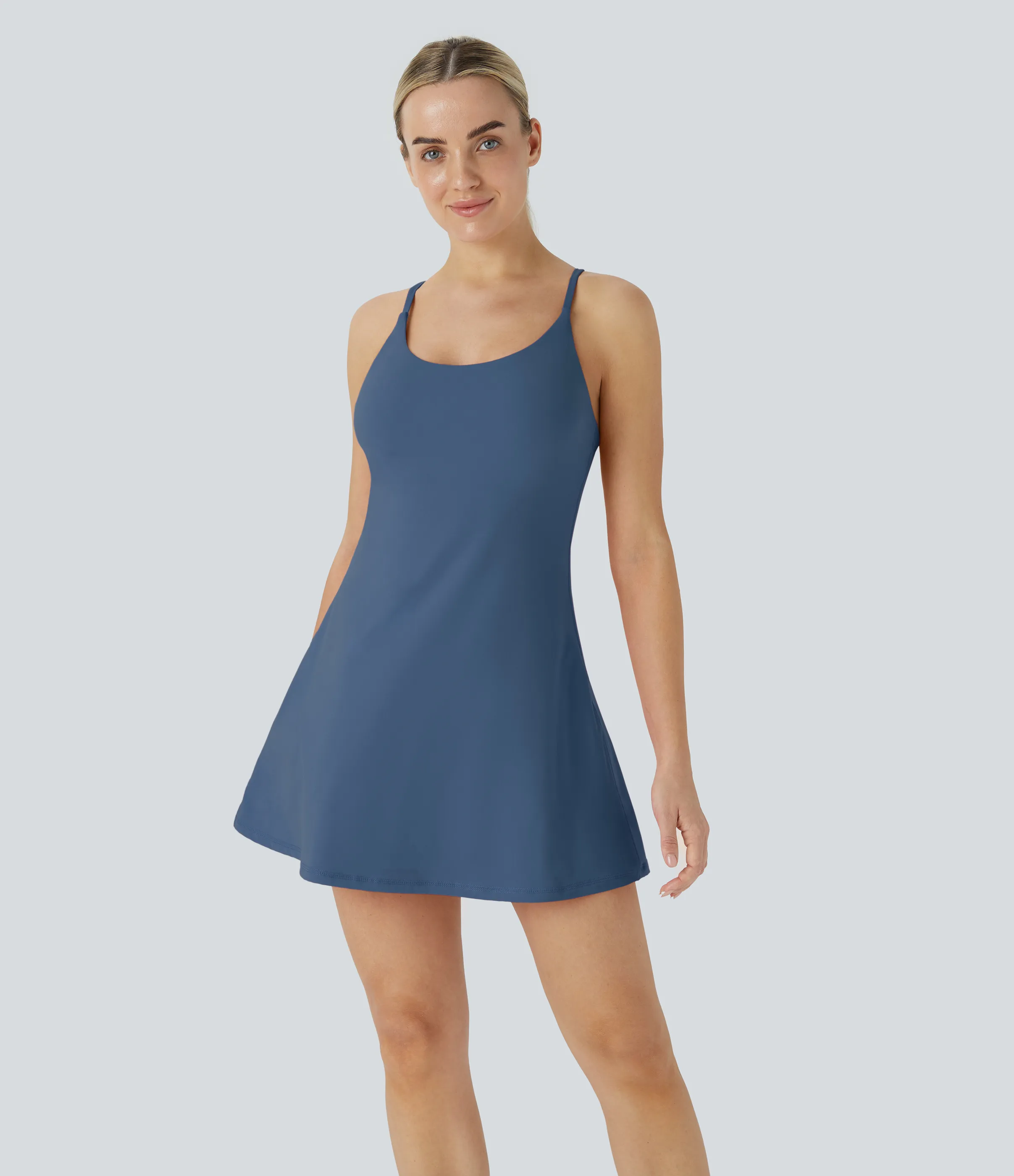 Halara Vestido deportivo SoftlyZero™ Plush afelpado sin espalda en copas D-F - Dark Turquoise - S sold by Halara