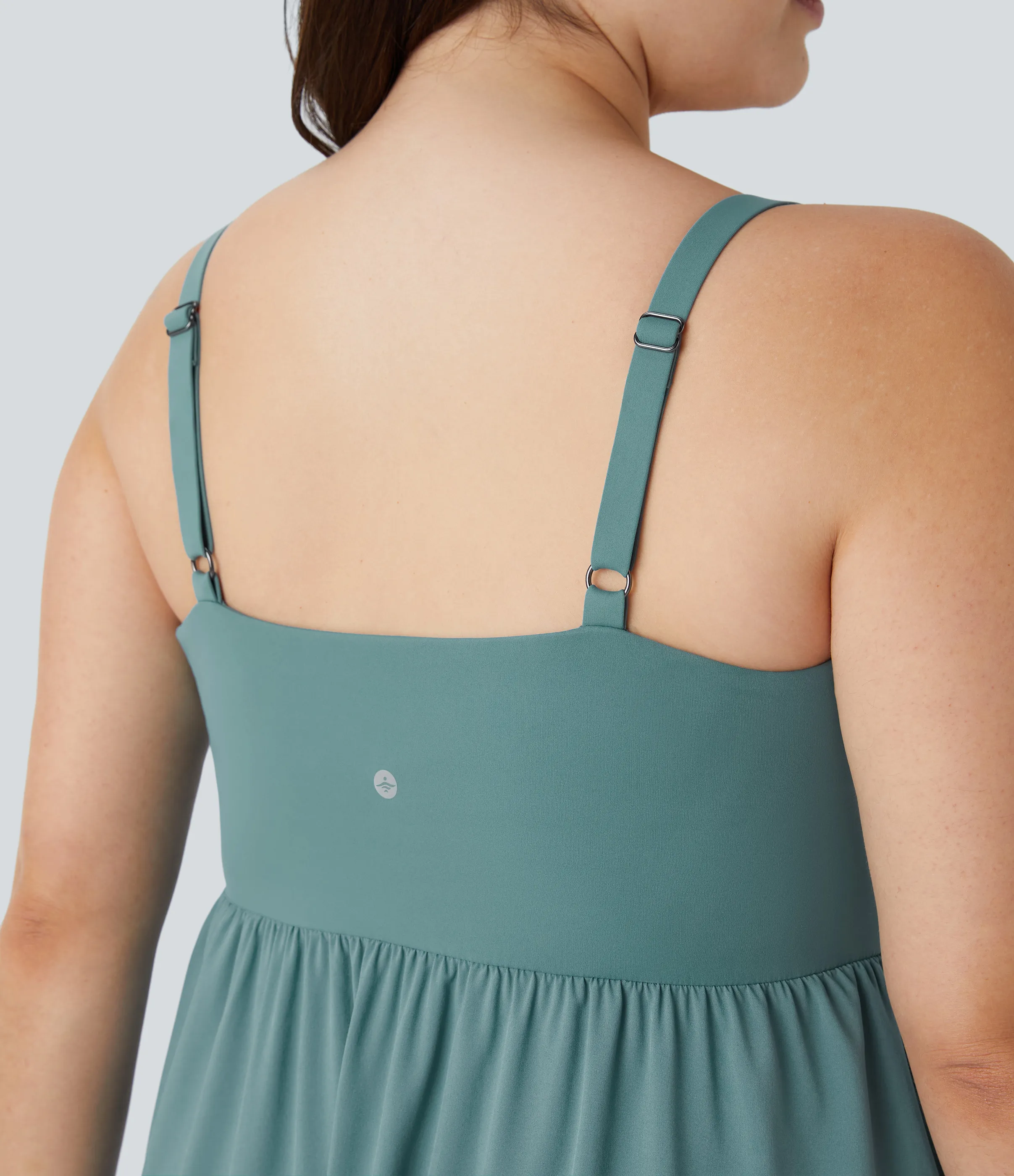 Halara Vestido midi Breezeful™ fluido secado rápido talla grande dobladillo cruzado asimétrico sin espalda 2 piezas bolsillo lateral - Stone Blue - 3X sold by Halara product image thumbnail 5