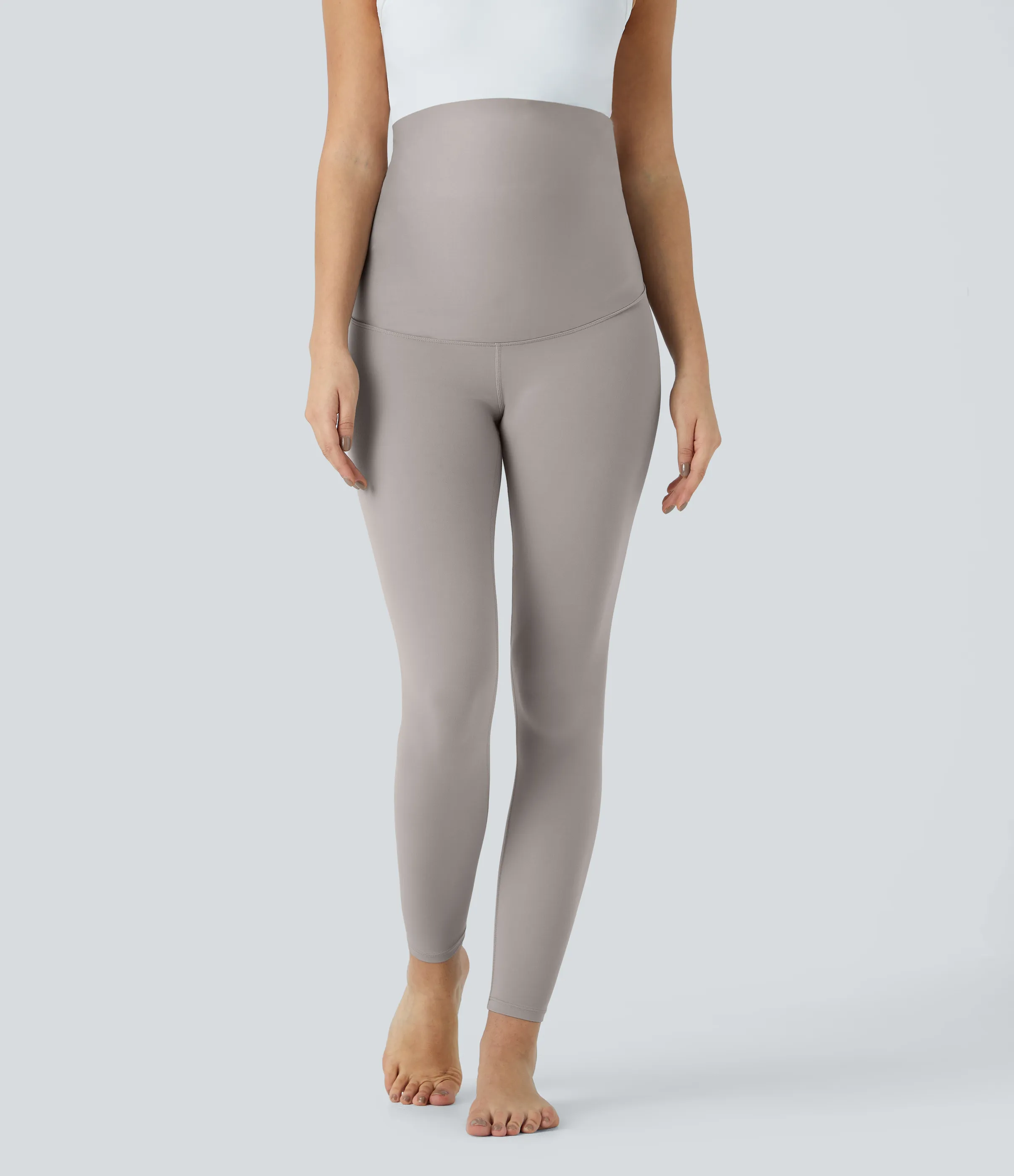 Halara Leggings premamá Softlyzero™ yoga tiro superalto 7/8 pulgada-UPF50+ - Steel Gray - L(7/8) sold by Halara product image thumbnail 4