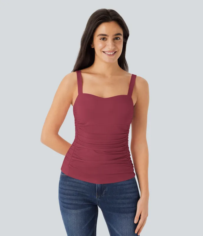 Halara Top sin mangas sin espalda fruncido - Deep Claret - S made by Halara