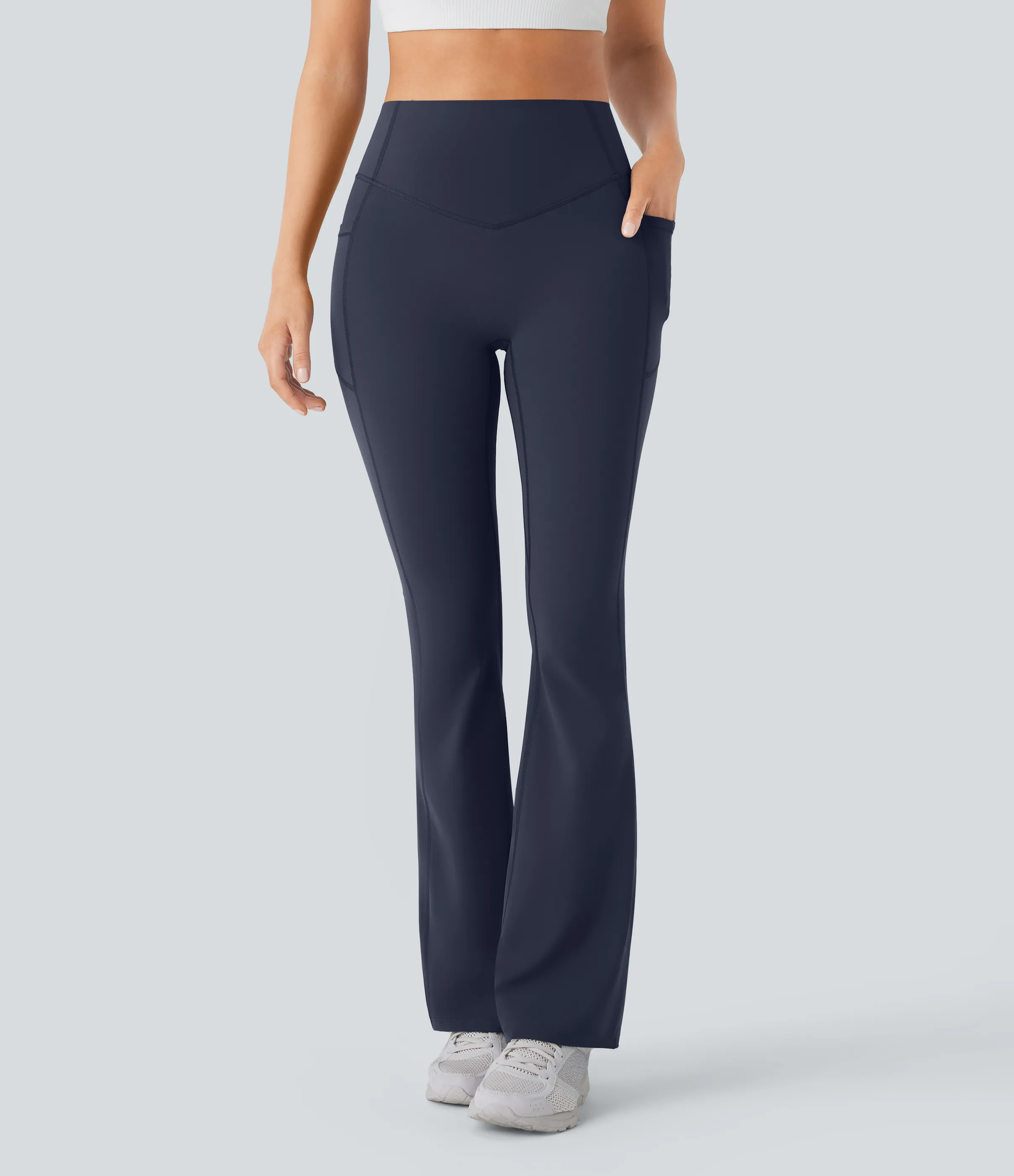 Halara Leggings SoCinched UltraSculpt Bootcut yoga tiro alto realce glúteo bolsillo lateral control abdomen moldeador - Mood Indigo - XL(extall) sold by Halara product image thumbnail 4