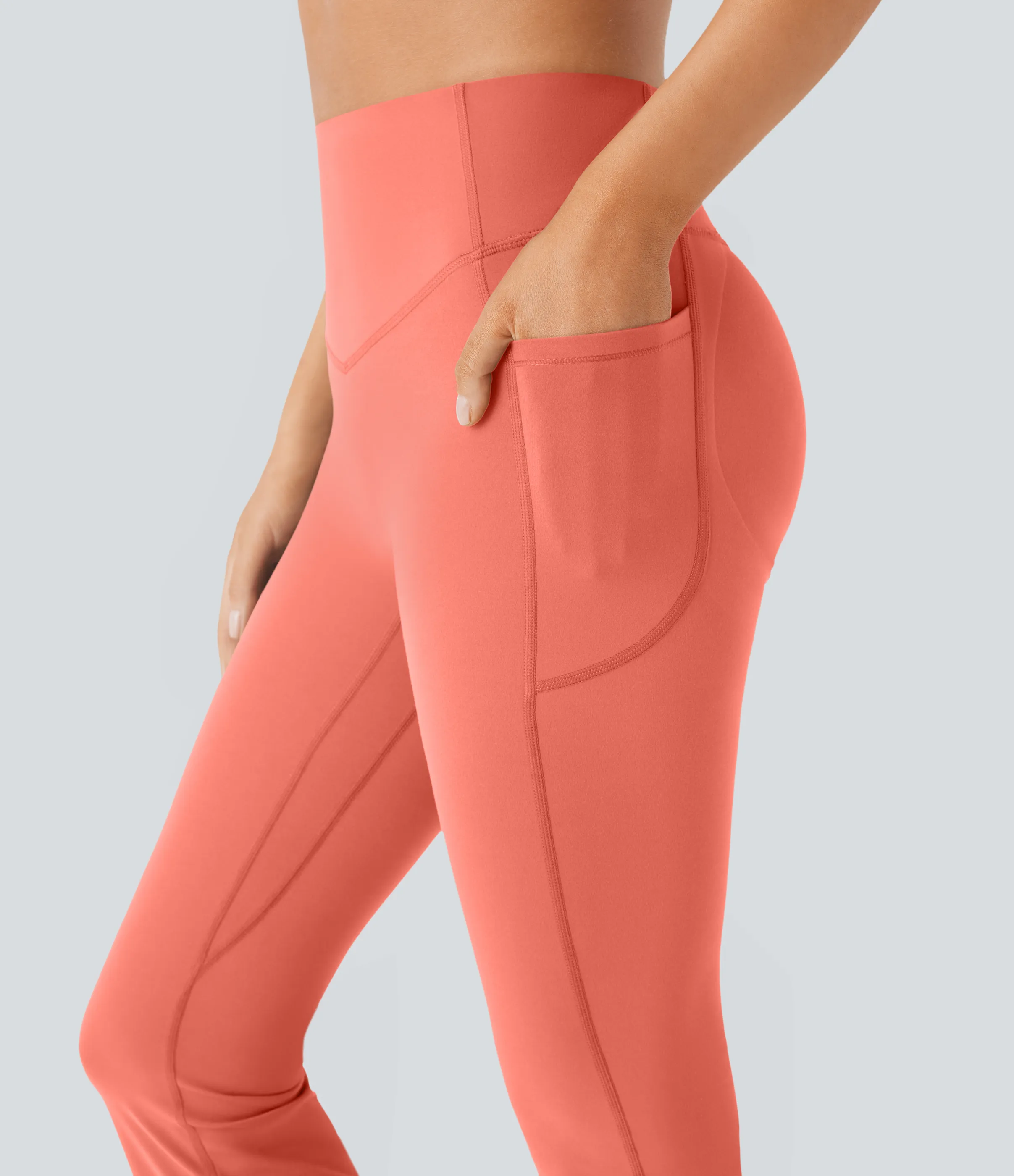 Halara Leggings SoCinched UltraSculpt Bootcut yoga tiro alto realce glúteo bolsillo lateral control abdomen moldeador - Fusion Coral - S(regular) sold by Halara product image thumbnail 5