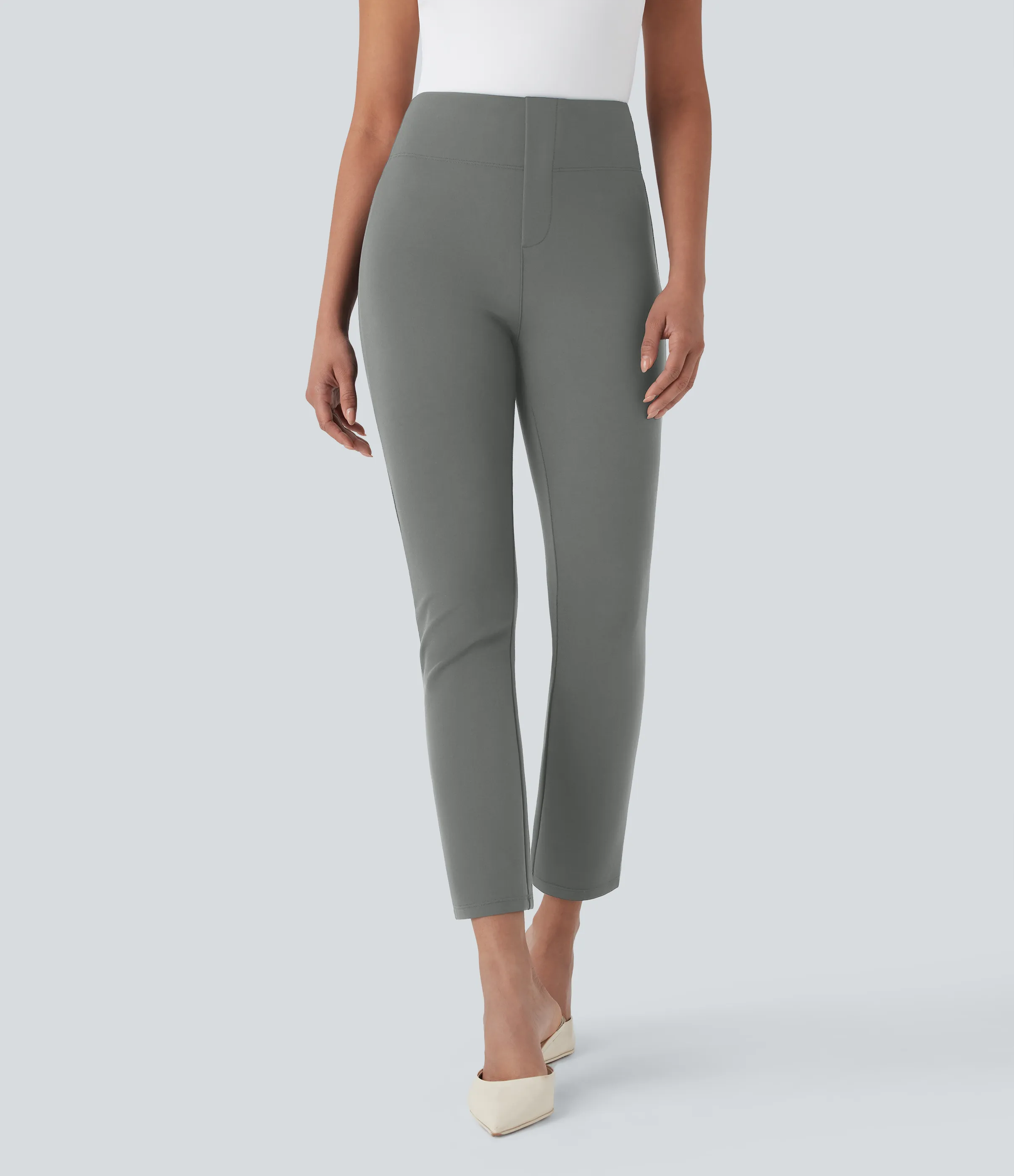 Halara Pantalón oficina Halara Flex™ tiro alto ajustado bolsillo lateral trasera - Putty Gray - M(regular) sold by Halara