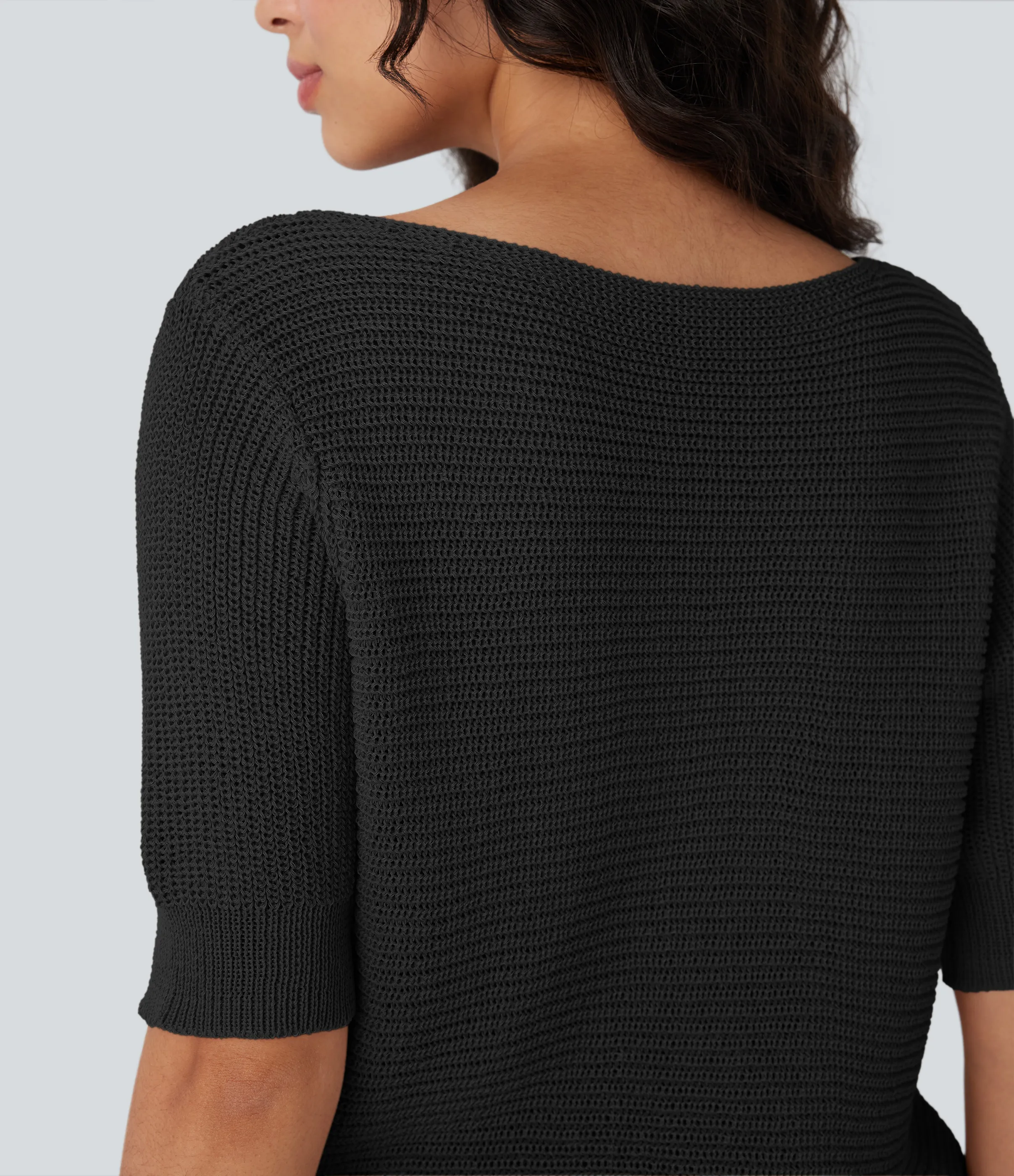 Halara Suéter oficina media manga cuello redondo - Black - L sold by Halara product image thumbnail 5