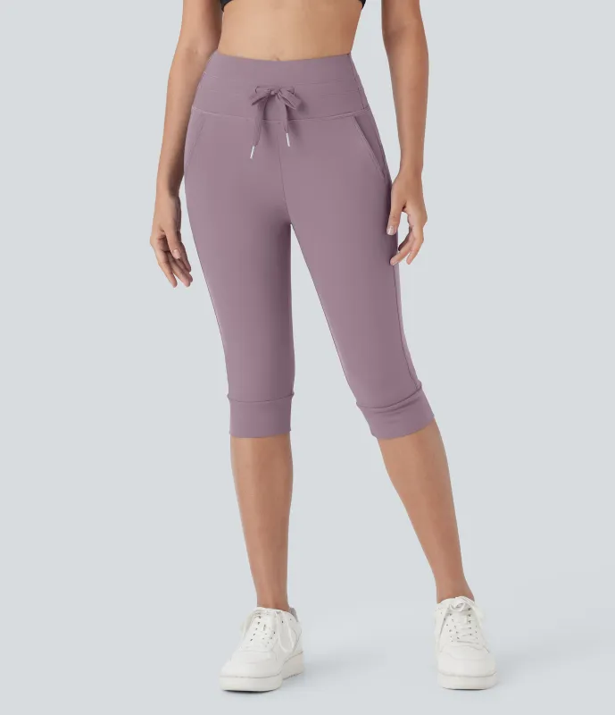 Halara Pantalón Softlyzero™ Plush deportivo yoga pedal bolsillo lateral cordón tiro alto - Mauve - L(regular) sold by Halara