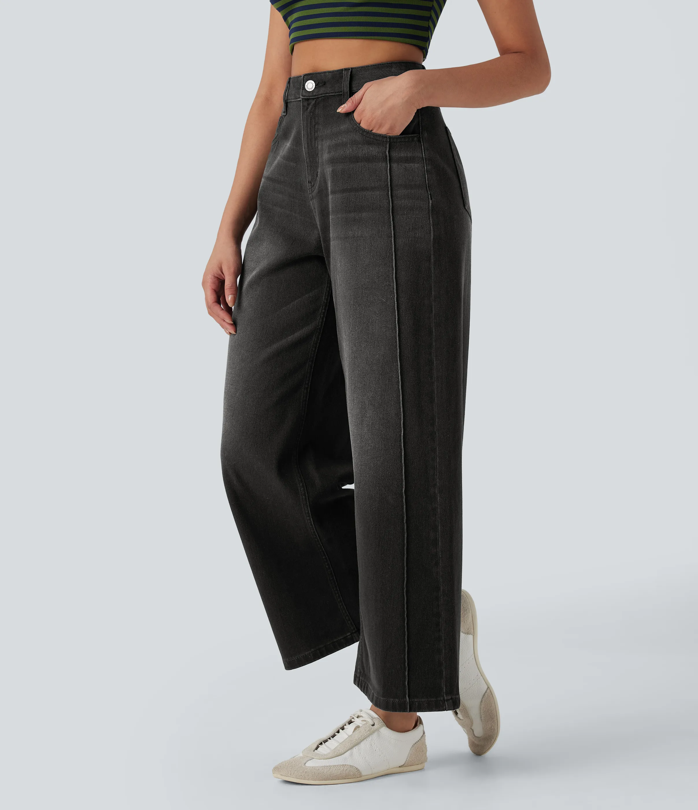 Halara Jeans Halara Flex™ Denim Baggy holgado elástico lavado múltiple bolsillo tiro alto - Phantom Denim - XL(regular) sold by Halara product image thumbnail 4