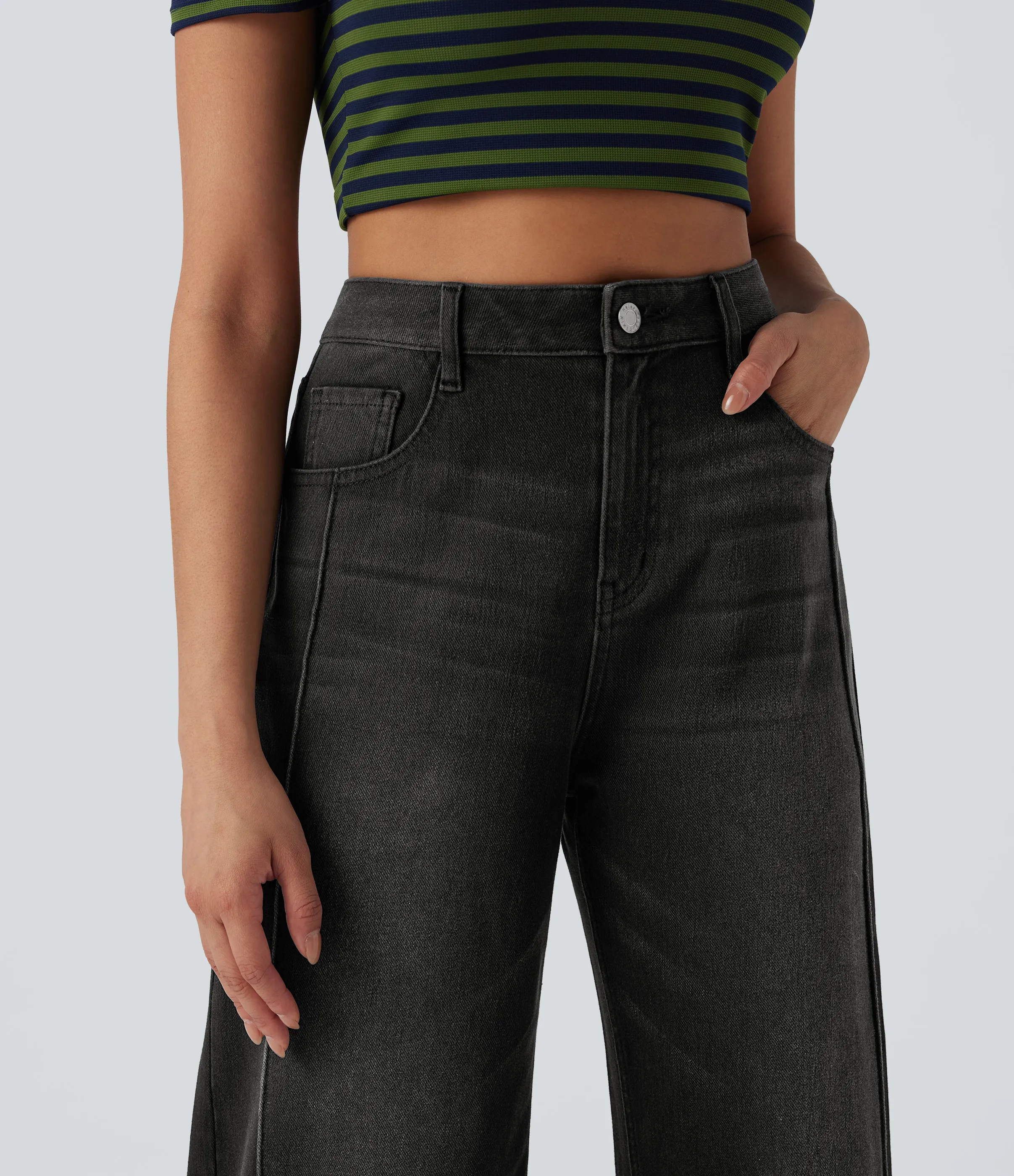 Halara Jeans Halara Flex™ Denim Baggy holgado elástico lavado múltiple bolsillo tiro alto - Phantom Denim - XL(regular) sold by Halara product image thumbnail 5