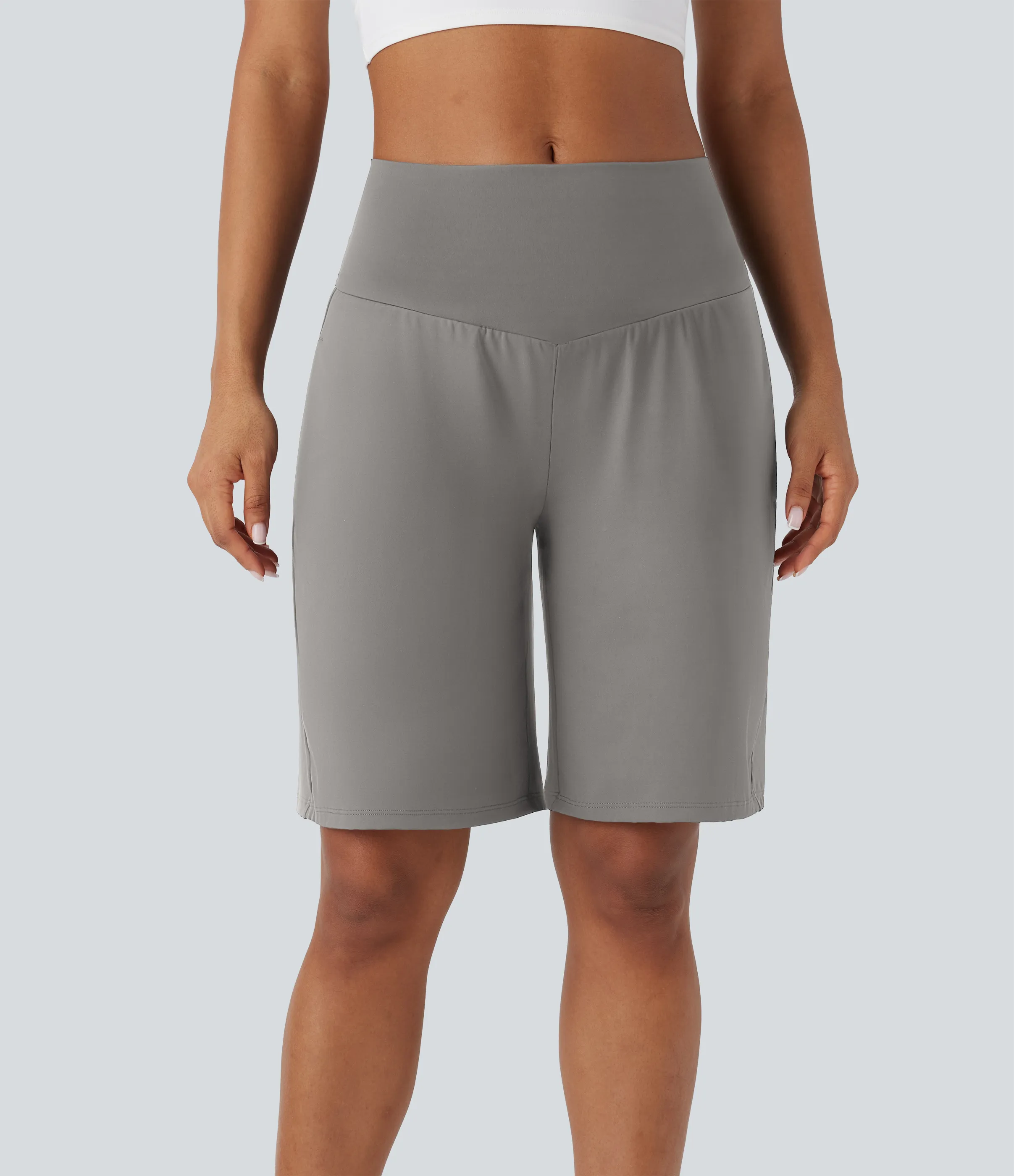 Halara Bermudas Softlyzero™ Airy yoga tiro alto múltiple bolsillo tacto fresco - Steeple Gray - S sold by Halara product image thumbnail 2
