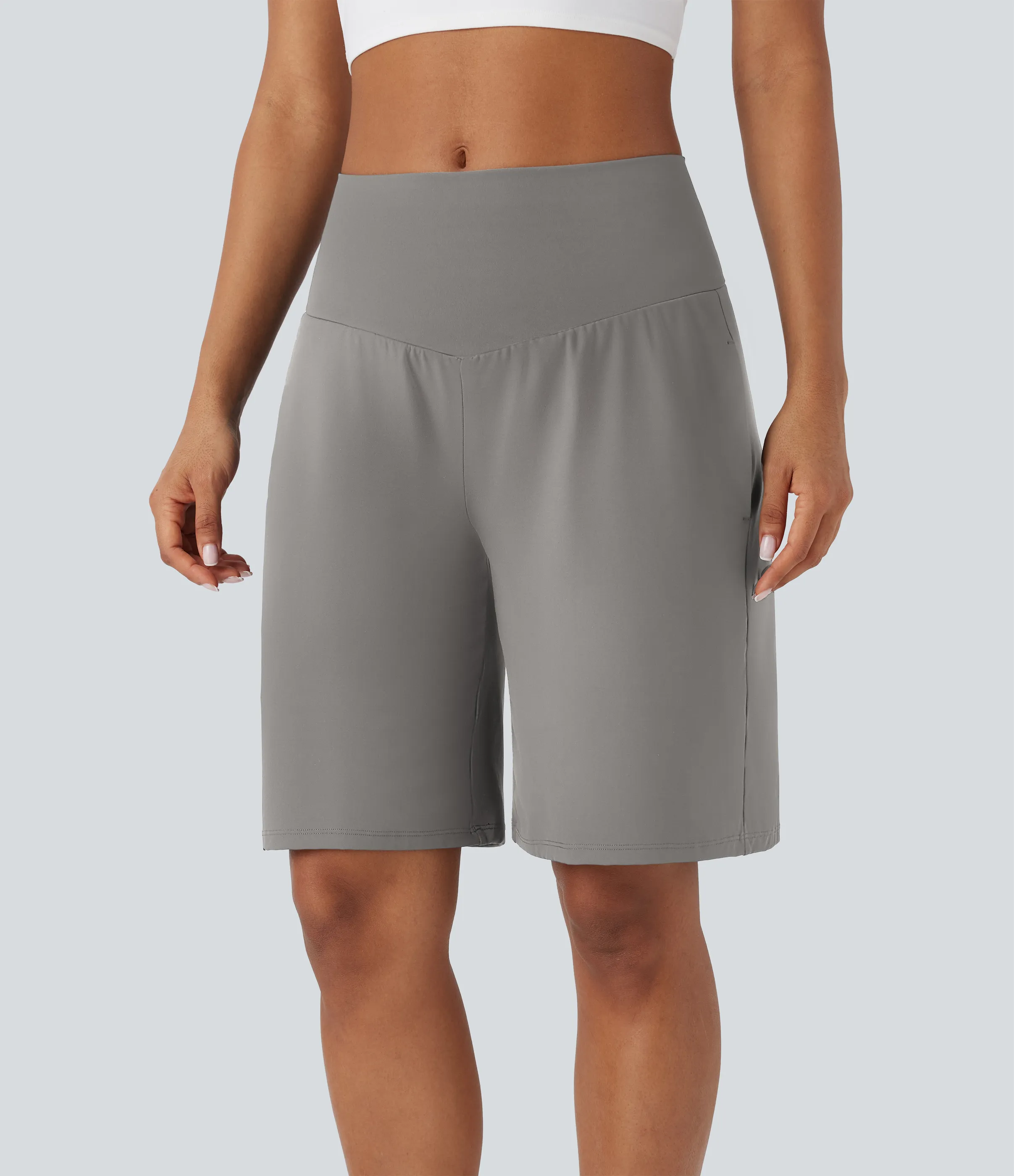 Halara Bermudas Softlyzero™ Airy yoga tiro alto múltiple bolsillo tacto fresco - Steeple Gray - S sold by Halara product image thumbnail 4