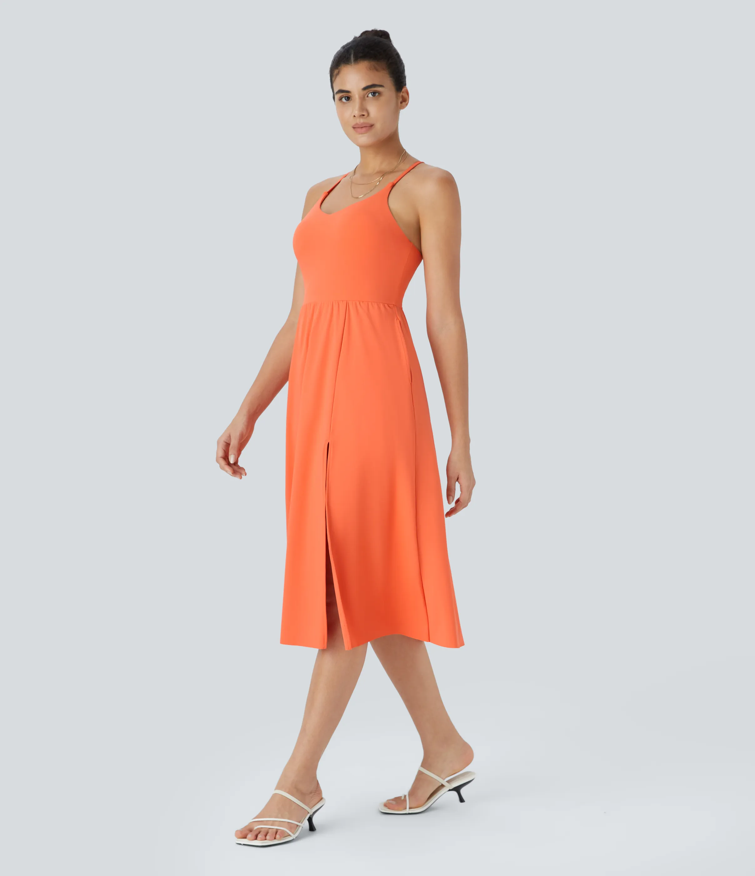 Halara Vestido midi bolsillo lateral espalda cruzada - Dusty Orange - M sold by Halara product image thumbnail 4