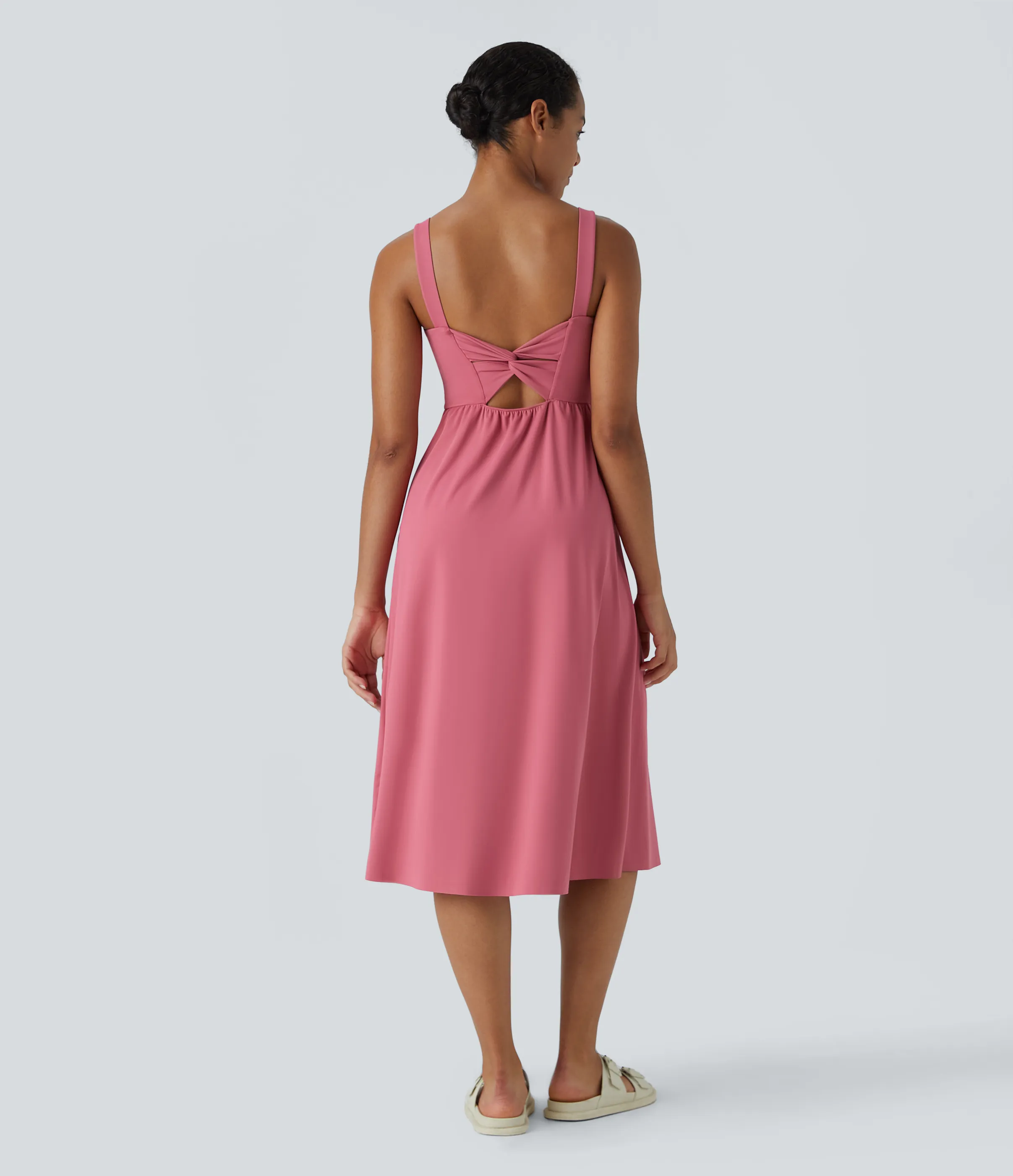 Halara Vestido casual midi con relleno en copas D-F - Begonia Rouge - S sold by Halara product image thumbnail 3