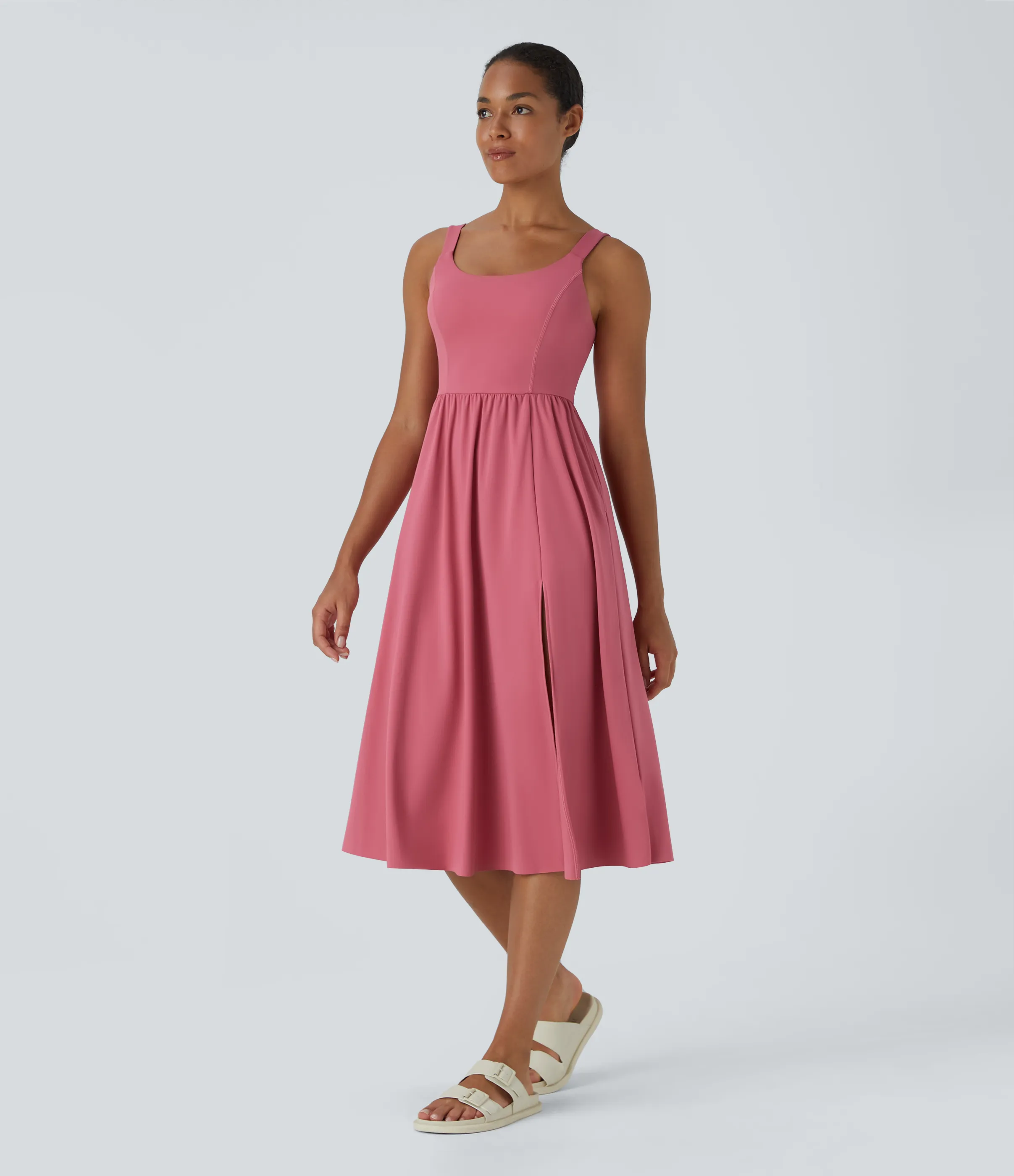 Halara Vestido casual midi con relleno en copas D-F - Begonia Rouge - S sold by Halara product image thumbnail 4