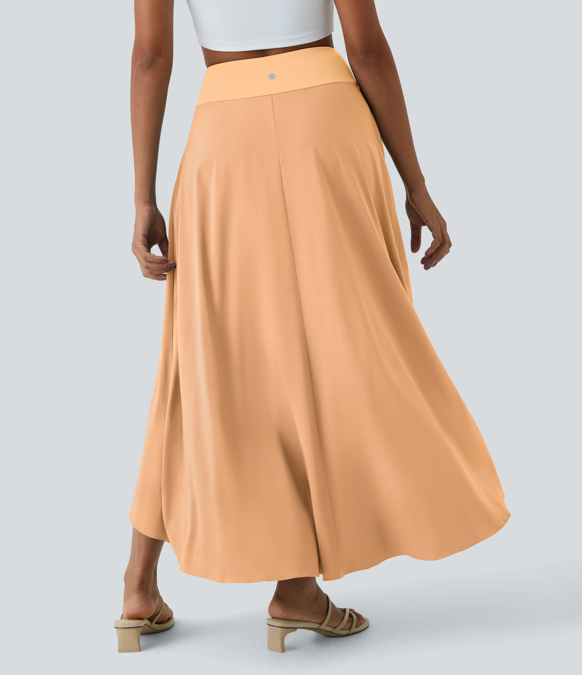 Halara Falda Breezeful™ larga regular tiro alto volante alto bajo 2 en 1 fluida secado rápido - Peach Orange - S(regular) sold by Halara product image thumbnail 3