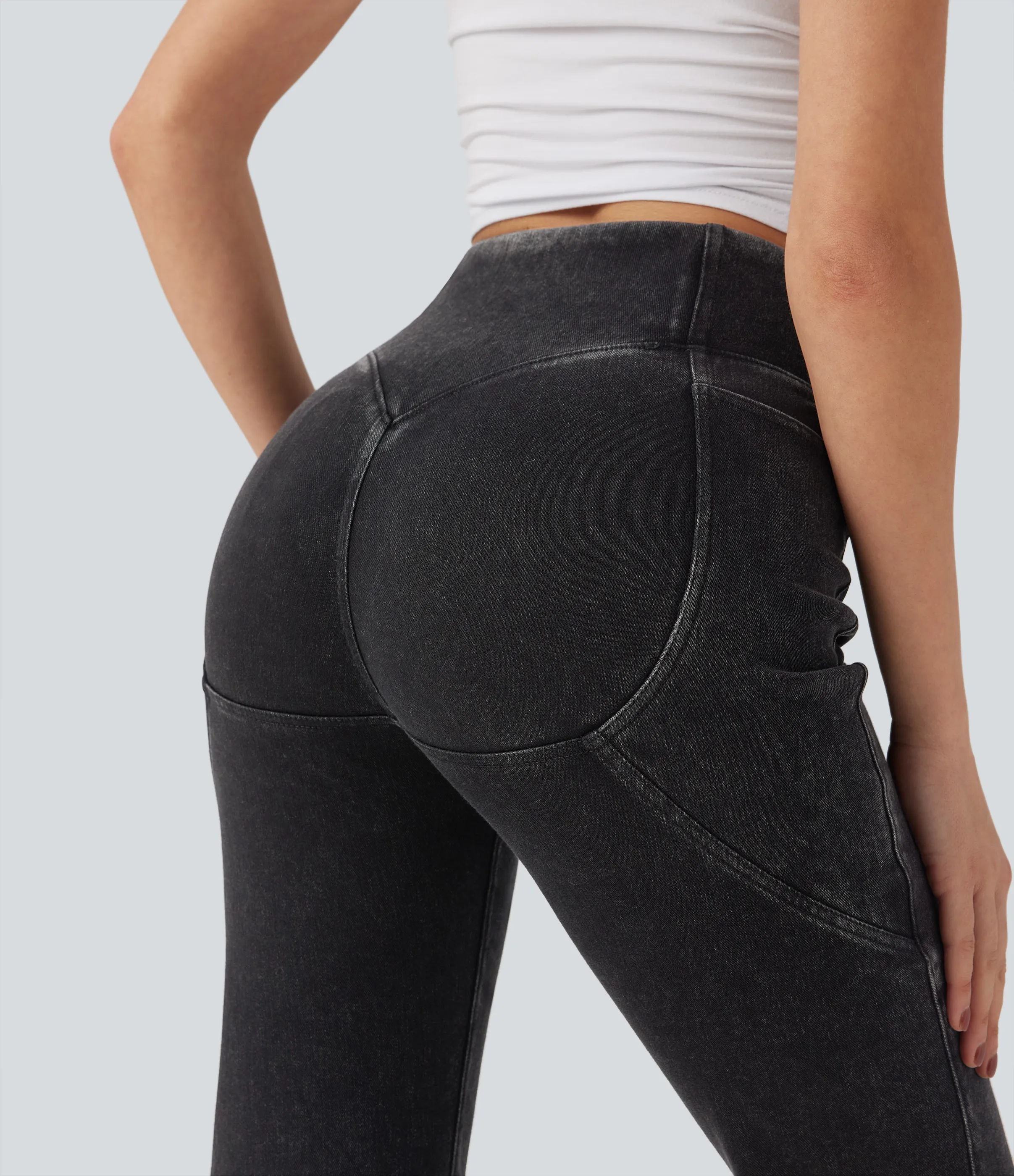 Halara Jeans casuales Halara Flex™ SoCinched de corte acampanado con control de abdomen y cintura alta con bolsillos - Phantom Denim - M(regular) sold by Halara product image thumbnail 5