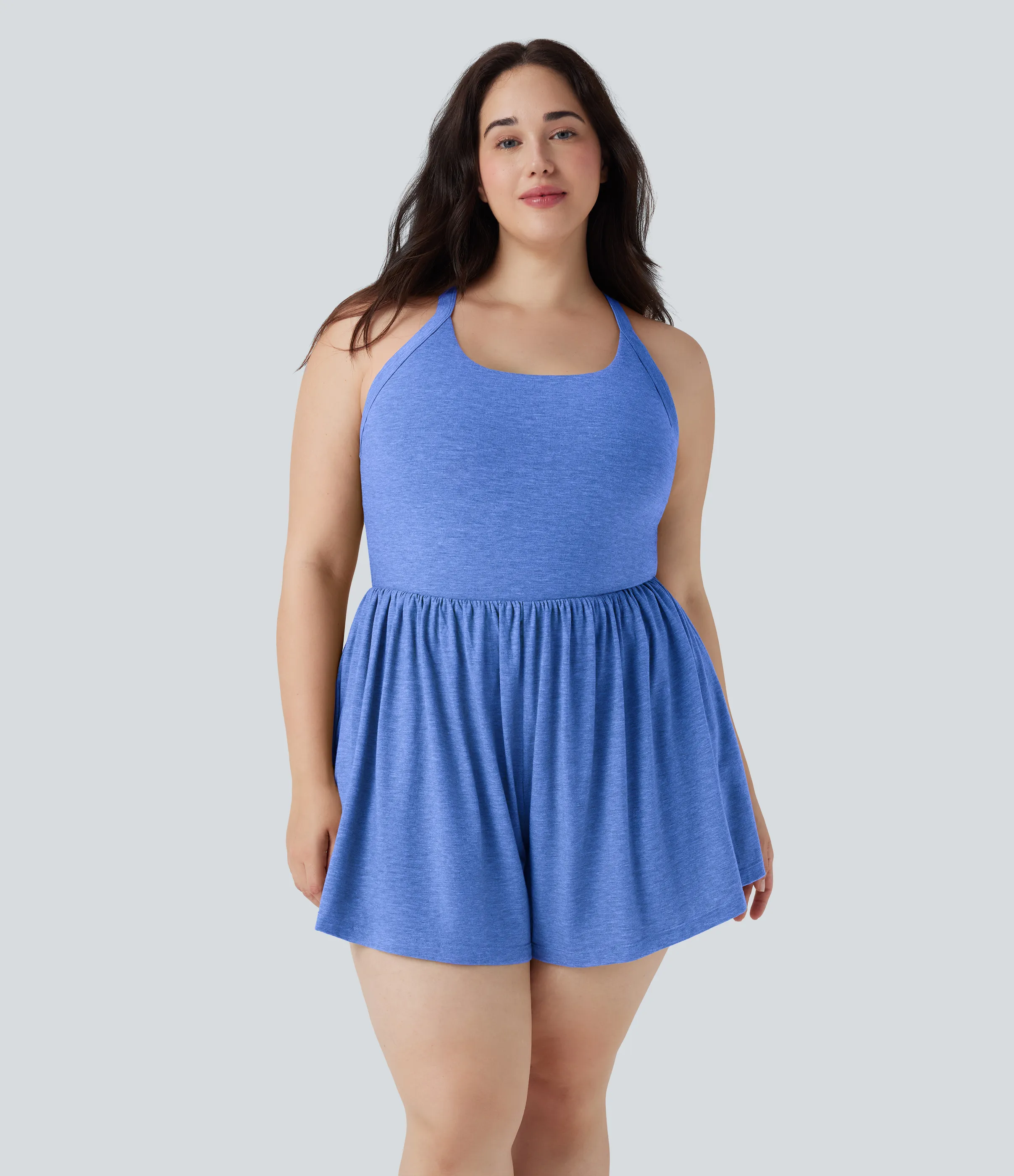 Halara Mono 2 en 1 talla grande sin espalda bolsillo - Edición Easy Peezy - Sky Blue Floral Yarn - 2X sold by Halara product image thumbnail 2