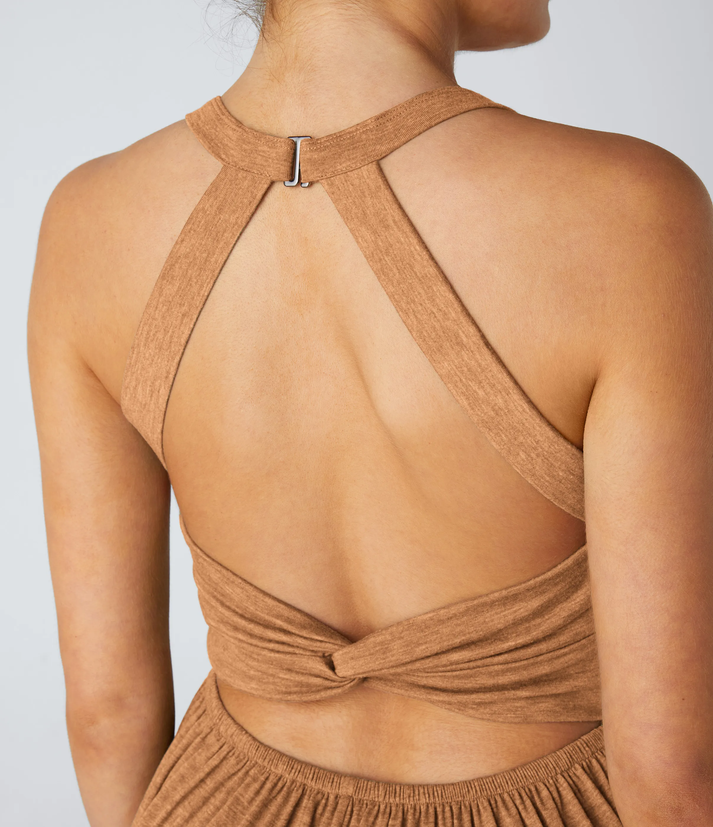 Halara Mono harén bolsillo lateral cuello U torcido sin espalda - Pumpkin Orange Floral Yarn - S(regular) sold by Halara product image thumbnail 5