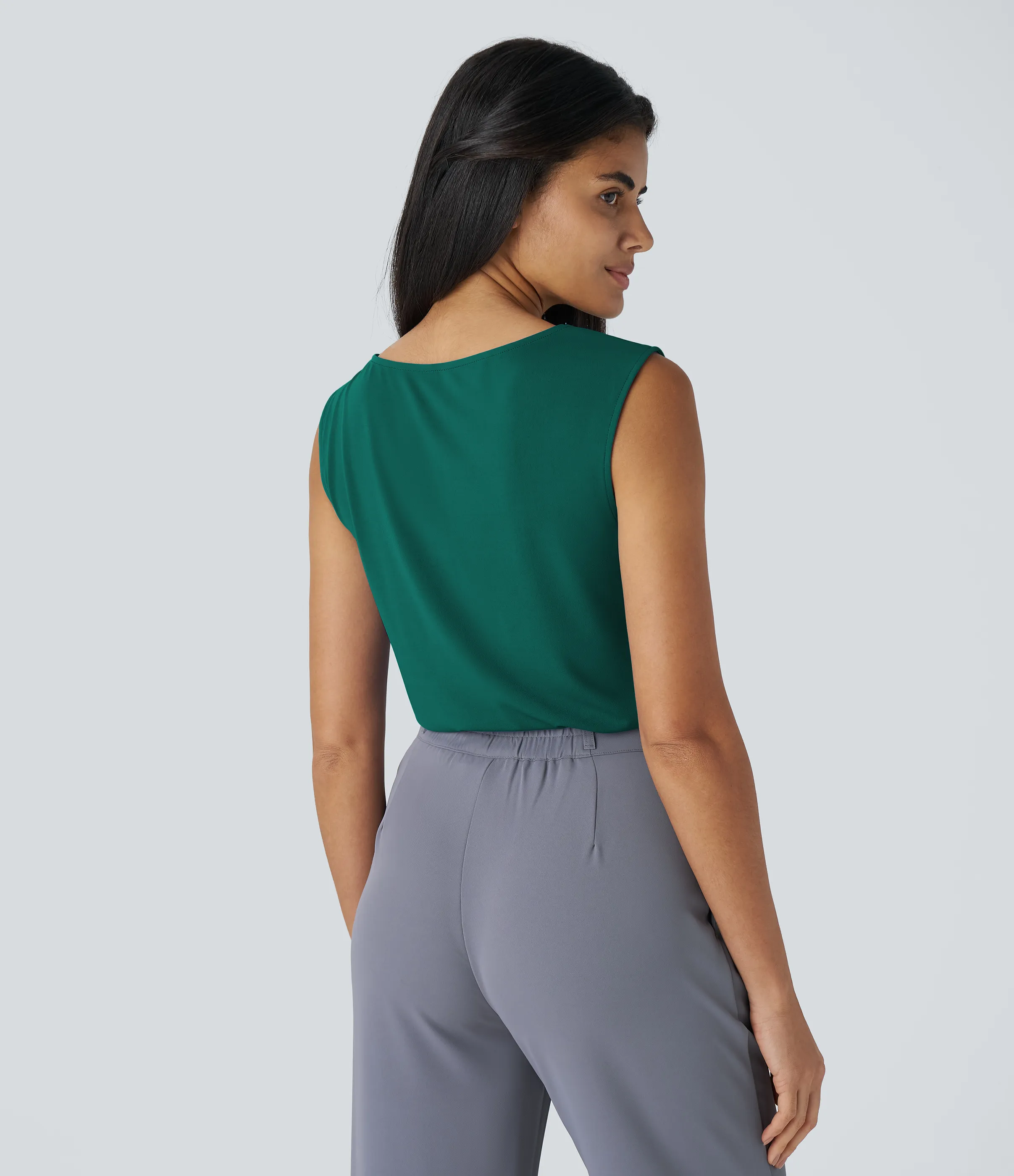 Halara Blusa oficina sin mangas cuello vuelto - Rain Forest - S sold by Halara product image thumbnail 3