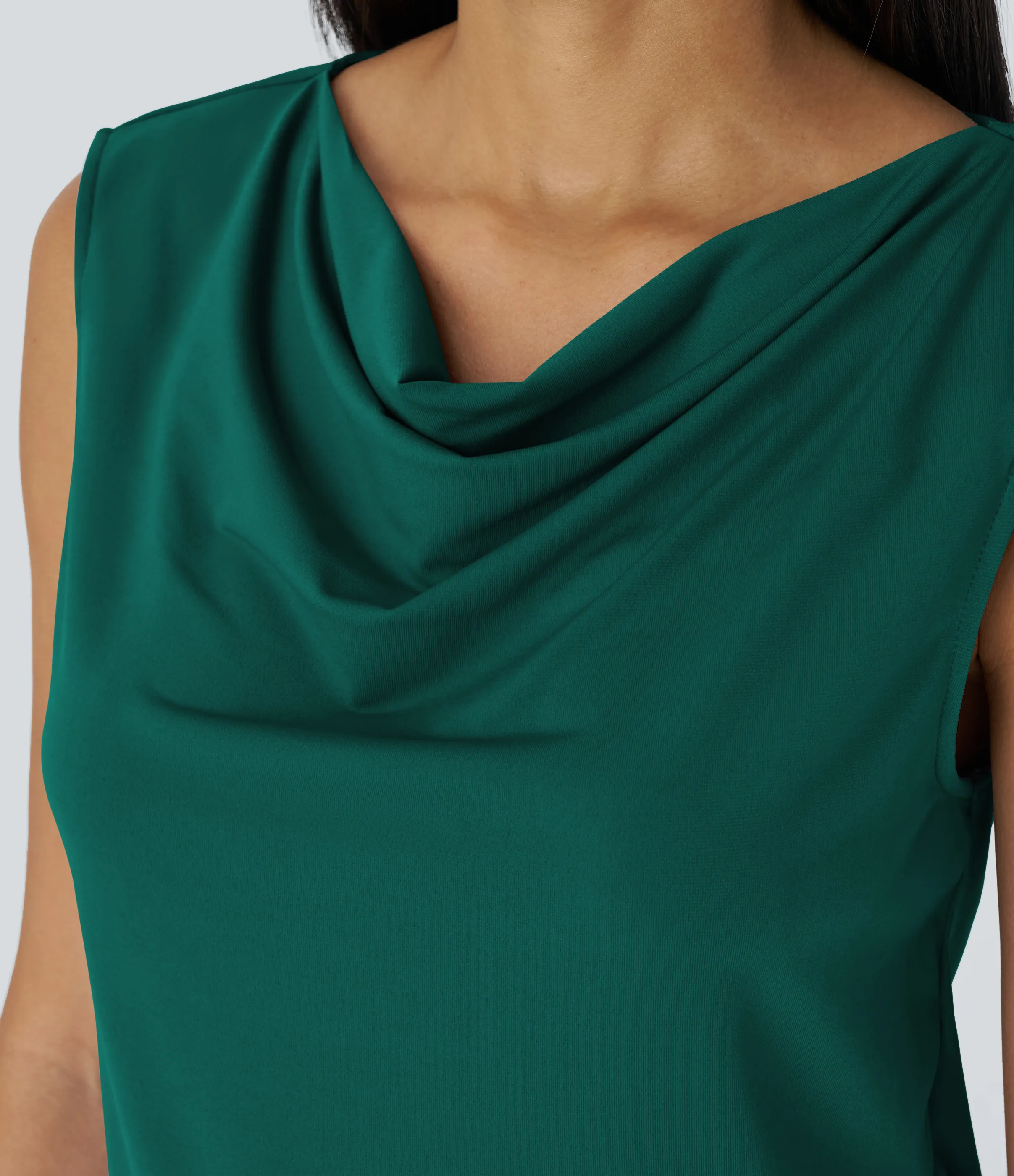 Halara Blusa oficina sin mangas cuello vuelto - Rain Forest - S sold by Halara product image thumbnail 5