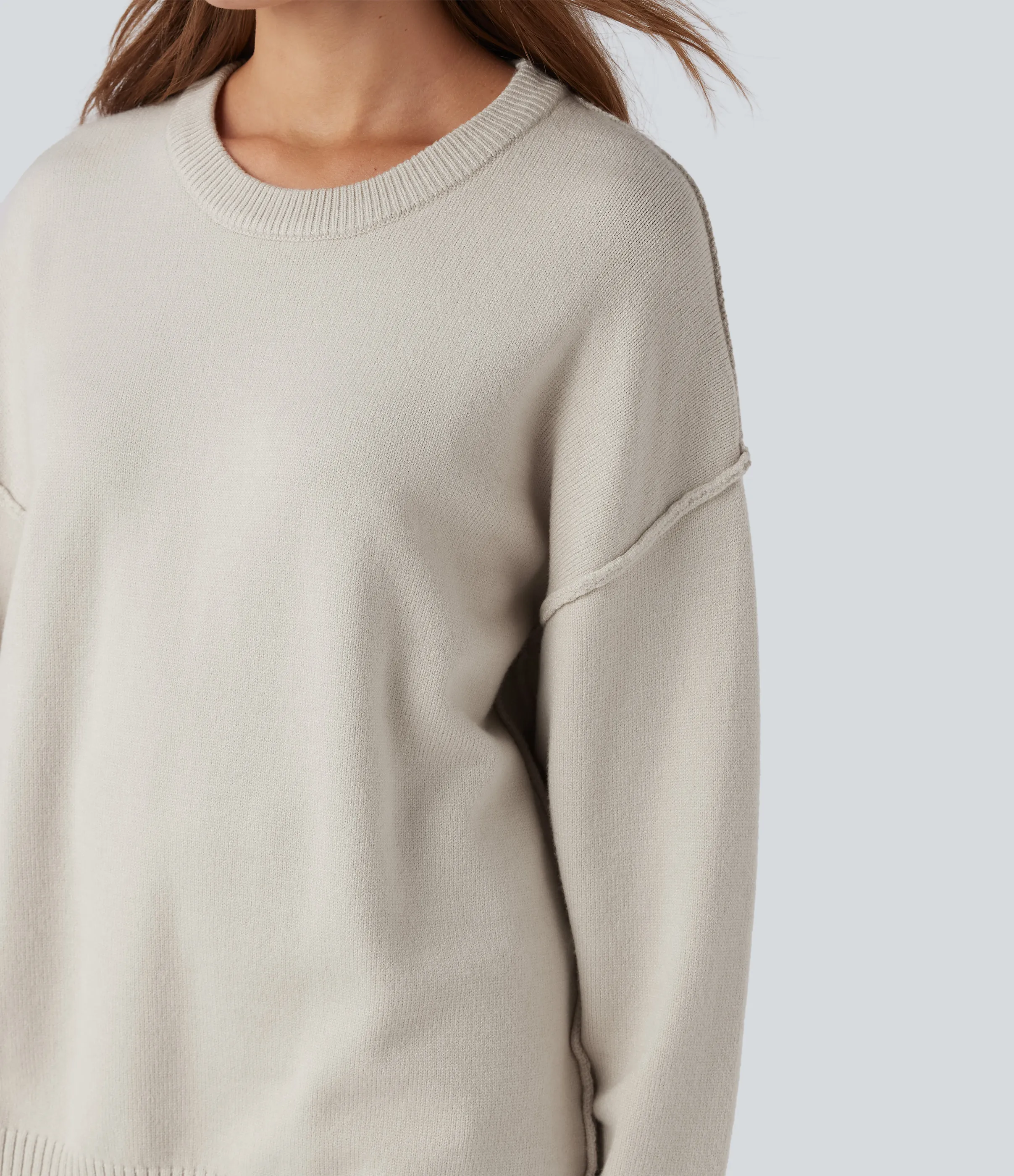 Halara Suéter manga larga hombro caído cuello redondo - Silver Birch - XL sold by Halara product image thumbnail 5