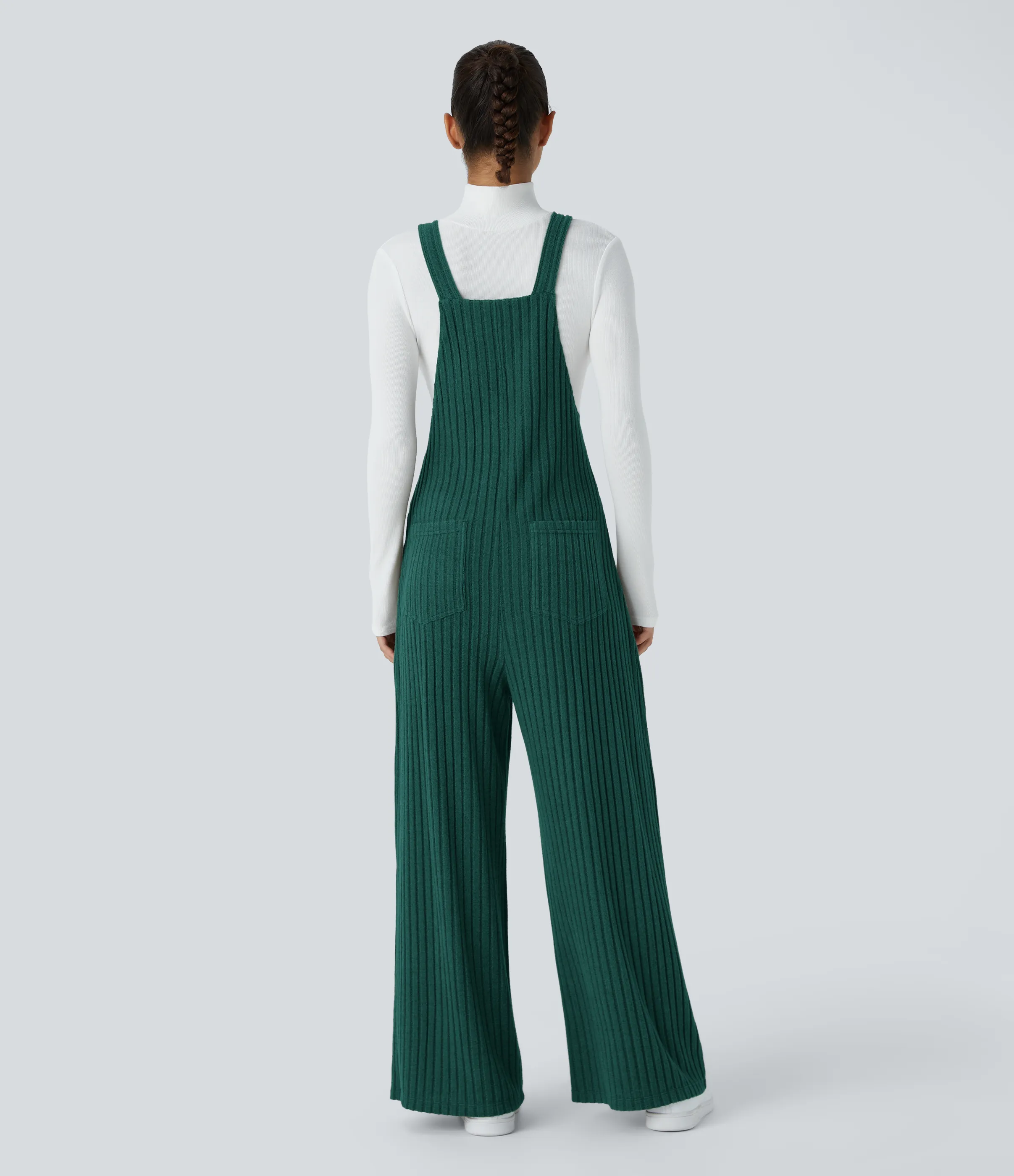 Halara Mono múltiple bolsillo botón tira ajustable acanalado - Mottled Greenlake - S(regular) sold by Halara product image thumbnail 3