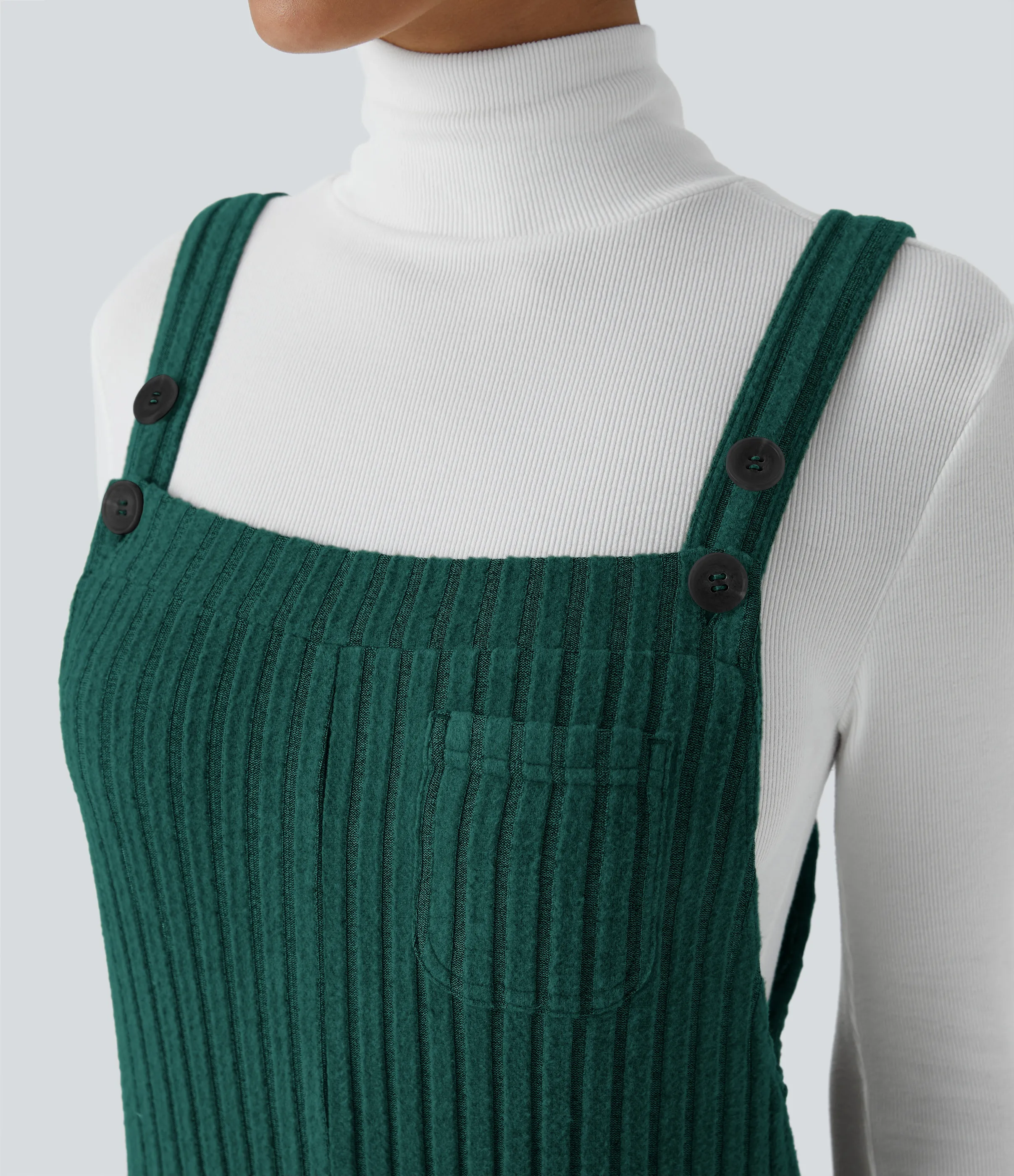 Halara Mono múltiple bolsillo botón tira ajustable acanalado - Mottled Greenlake - S(regular) sold by Halara product image thumbnail 5