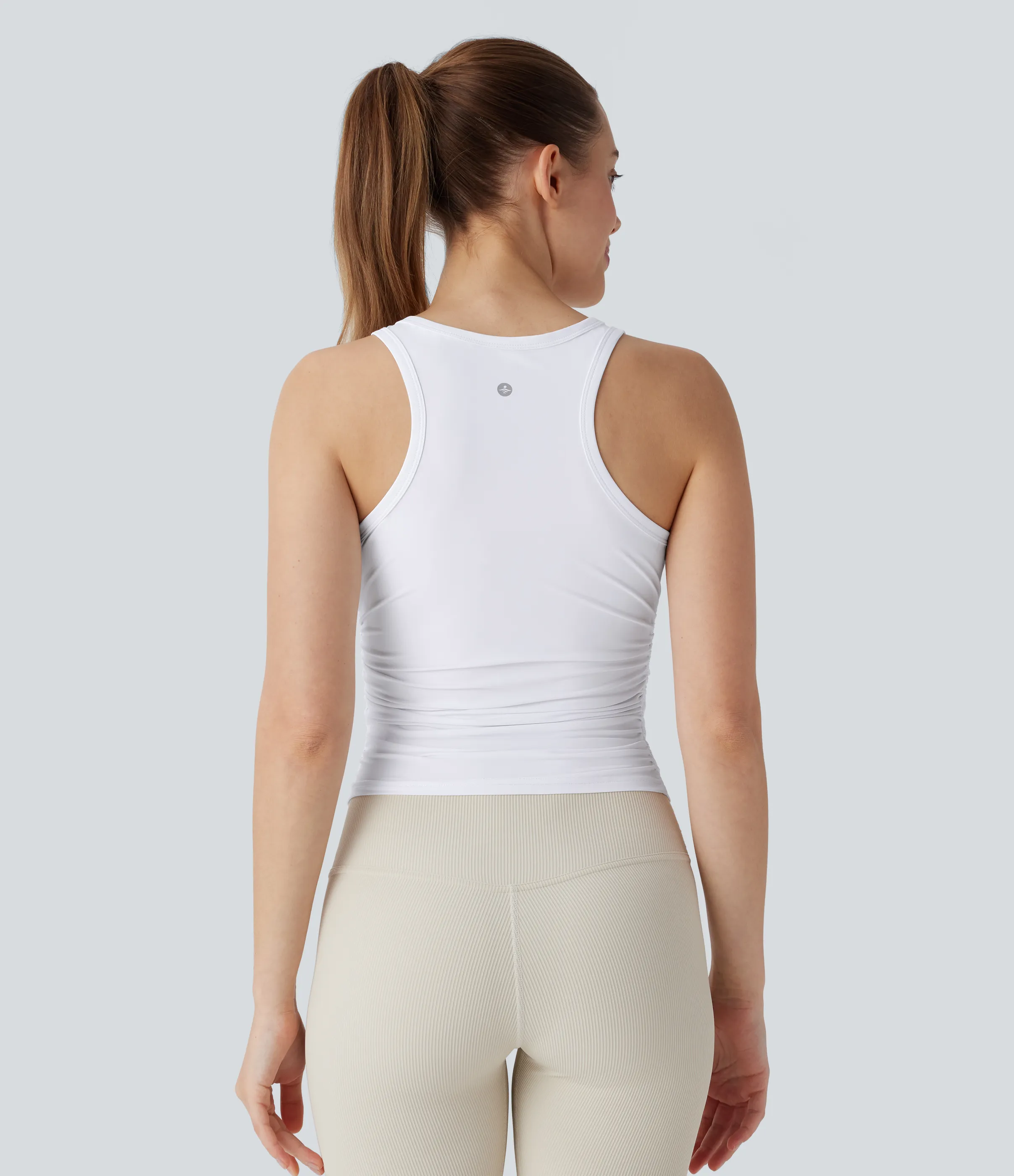 Halara Top de yoga fruncido con espalda cruzada y cuello redondo - Frost White - L sold by Halara product image thumbnail 3