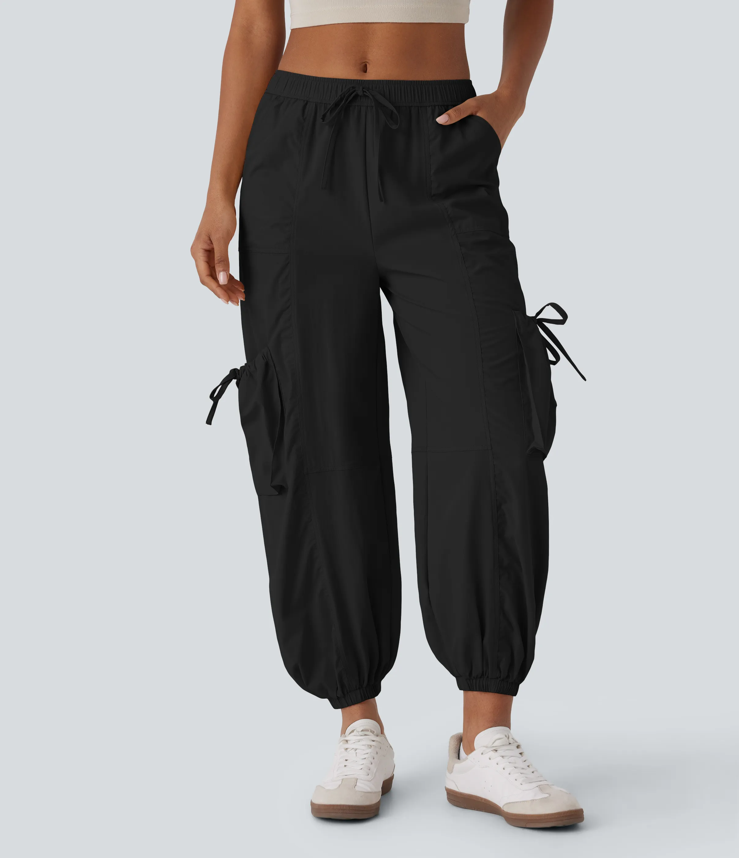 Halara Joggers cargo múltiple bolsillo cordón tiro medio bajo - Black - S(regular) sold by Halara product image thumbnail 4