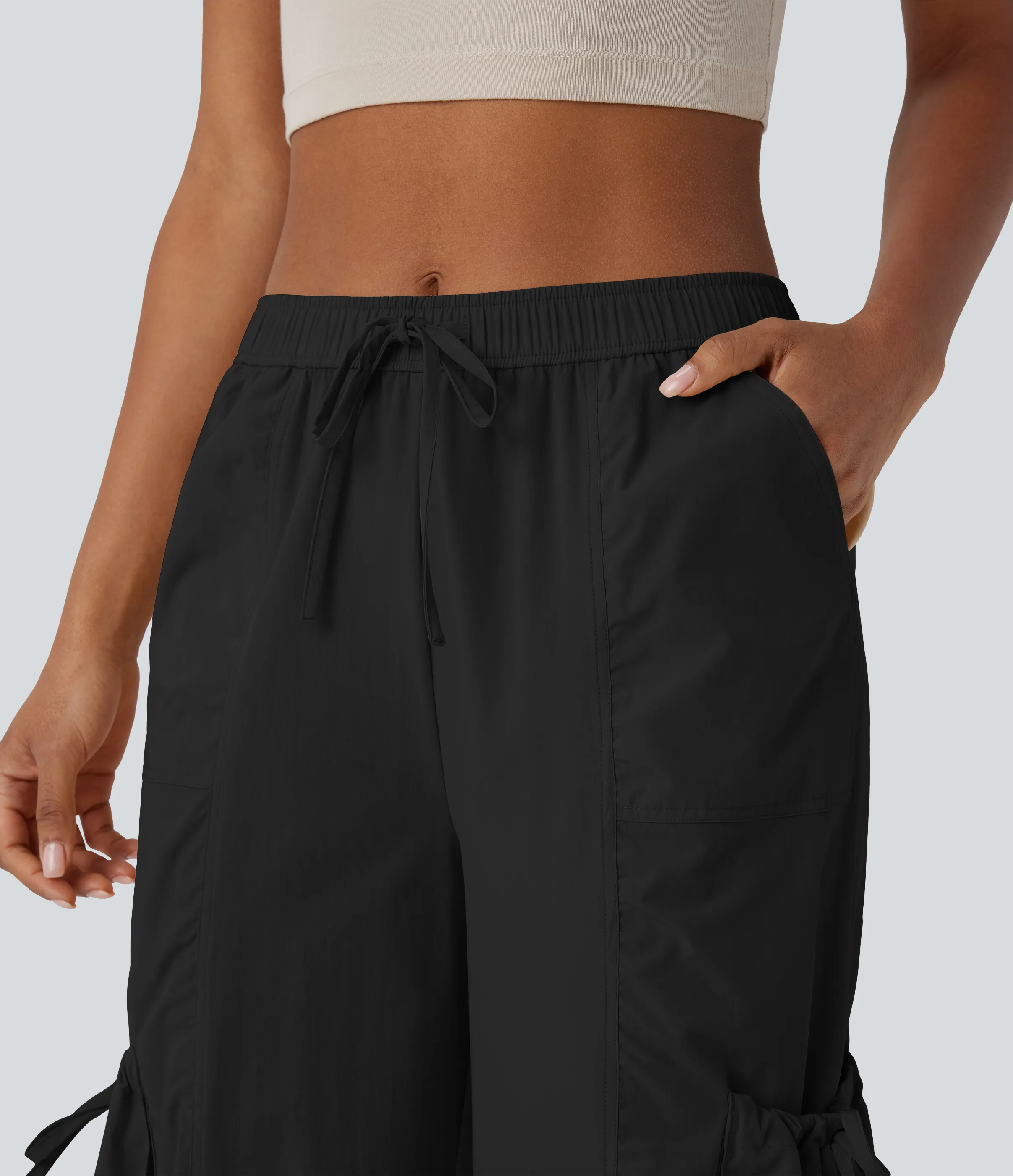 Halara Joggers cargo múltiple bolsillo cordón tiro medio bajo - Black - S(regular) sold by Halara product image thumbnail 5