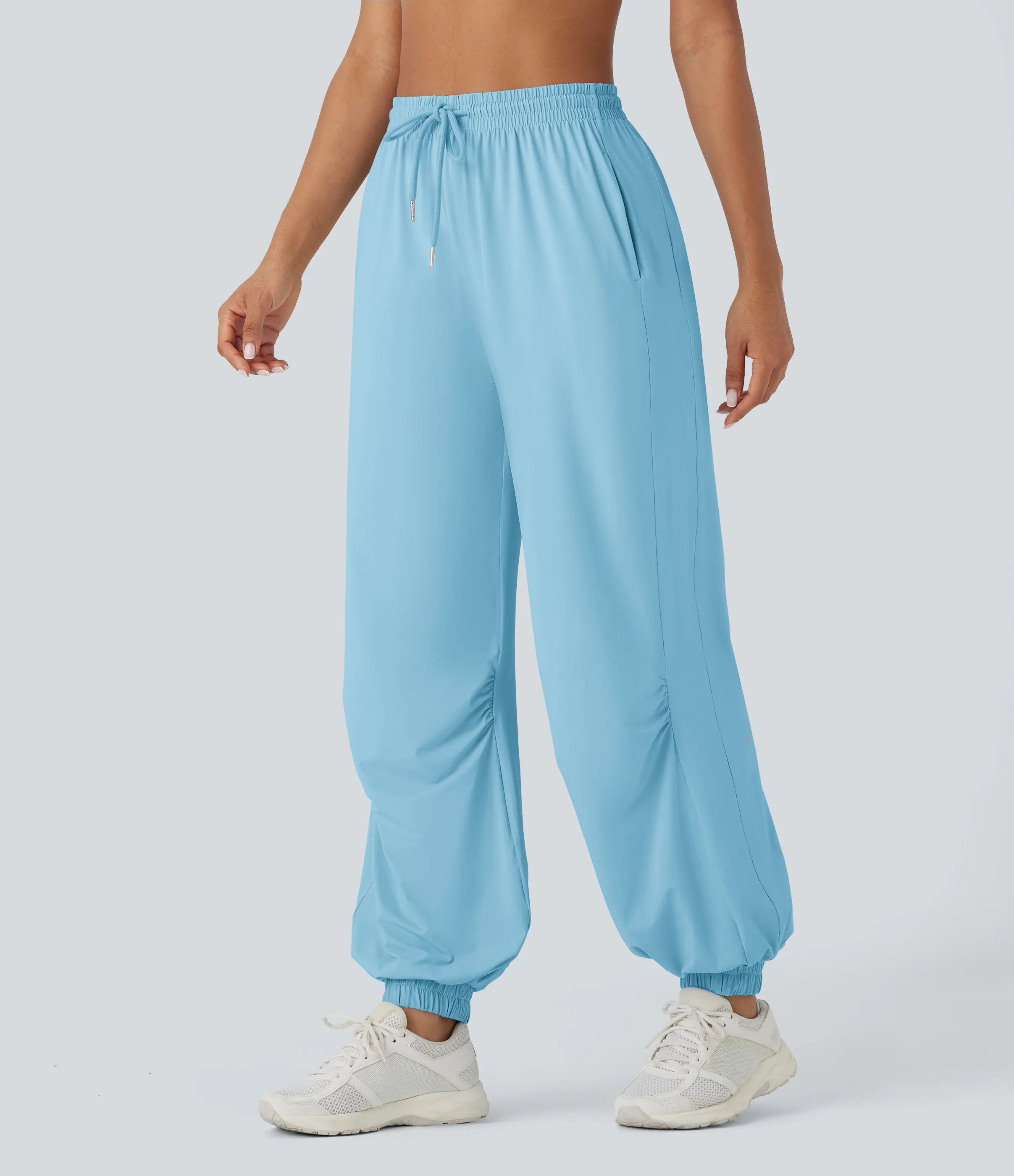 Halara Joggers deportivo tiro alto cordón ajustable bolsillo lateral tacto fresco - UPF50+ - Sky Blue - S(regular) sold by Halara product image thumbnail 4