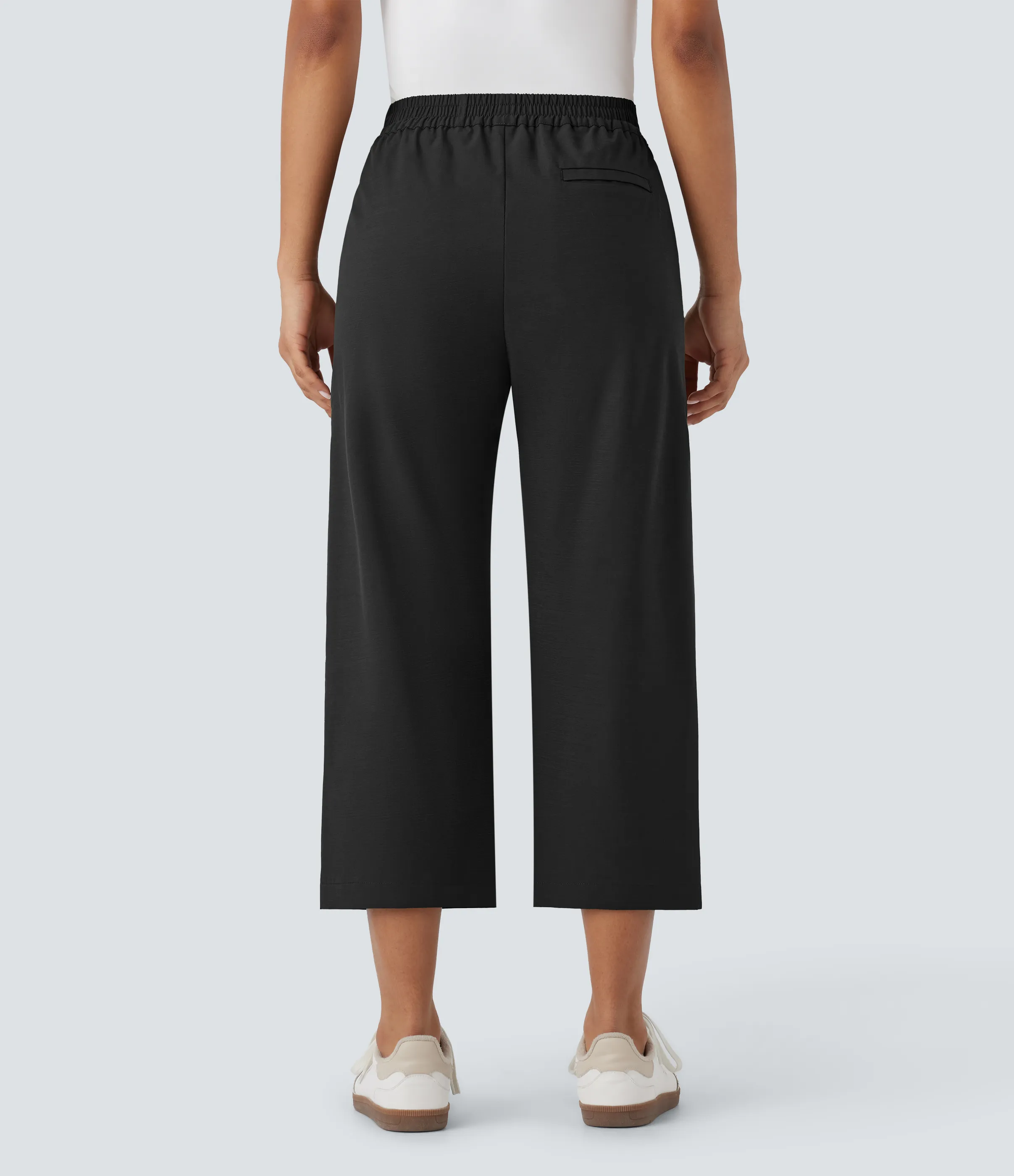 Halara Pantalones capri rectos casuales de tiro alto alto con bolsillos laterales - Black - S(regular) sold by Halara product image thumbnail 3