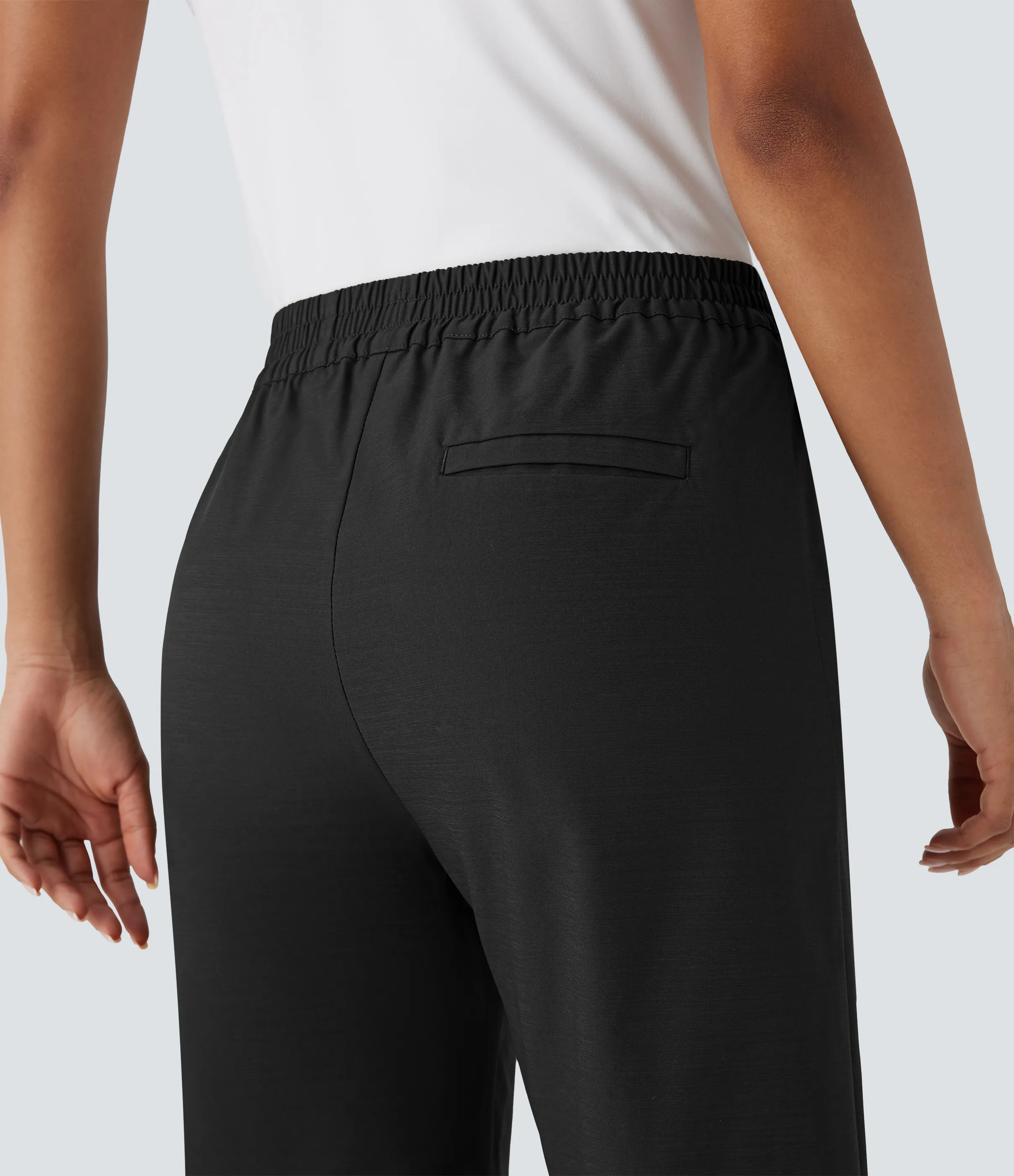 Halara Pantalones capri rectos casuales de tiro alto alto con bolsillos laterales - Black - S(regular) sold by Halara product image thumbnail 5