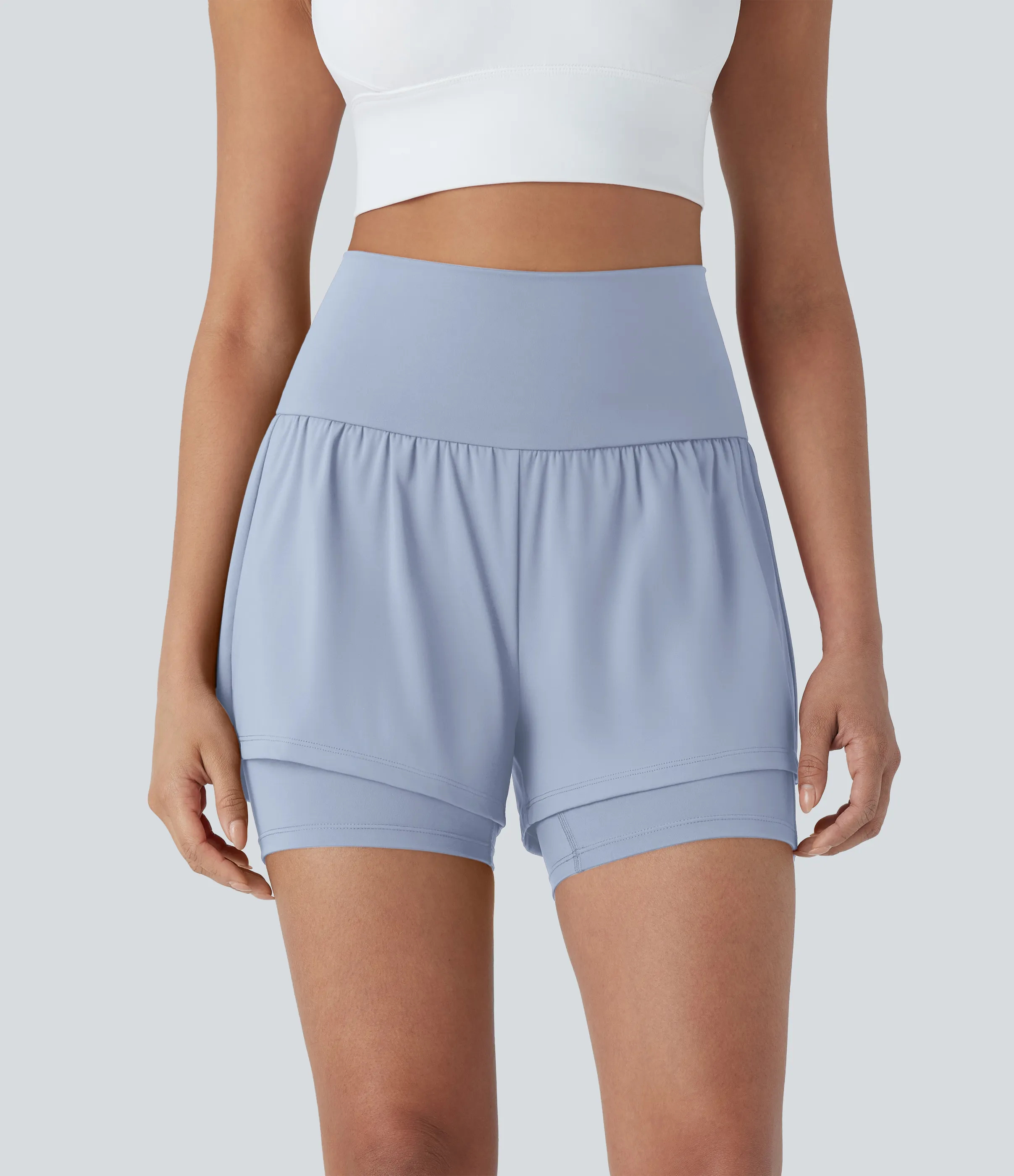 Halara Shorts de yoga Softlyzero™ Airy de tiro alto 2 en 1 de tacto fresco con bolsillos y 12.5 cm de largo - Skyway - XL sold by Halara product image thumbnail 2