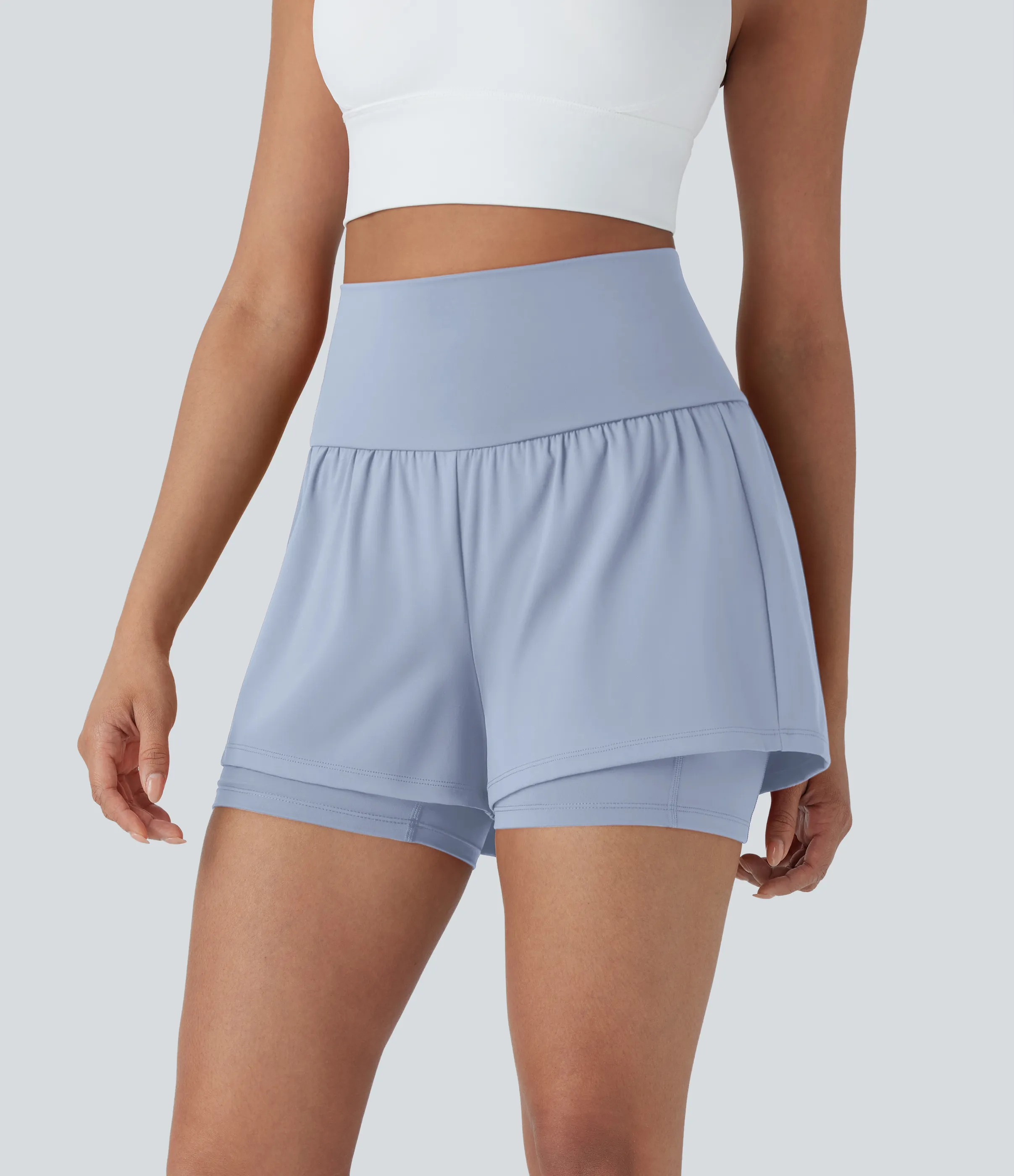 Halara Shorts de yoga Softlyzero™ Airy de tiro alto 2 en 1 de tacto fresco con bolsillos y 12.5 cm de largo - Skyway - XL sold by Halara product image thumbnail 4