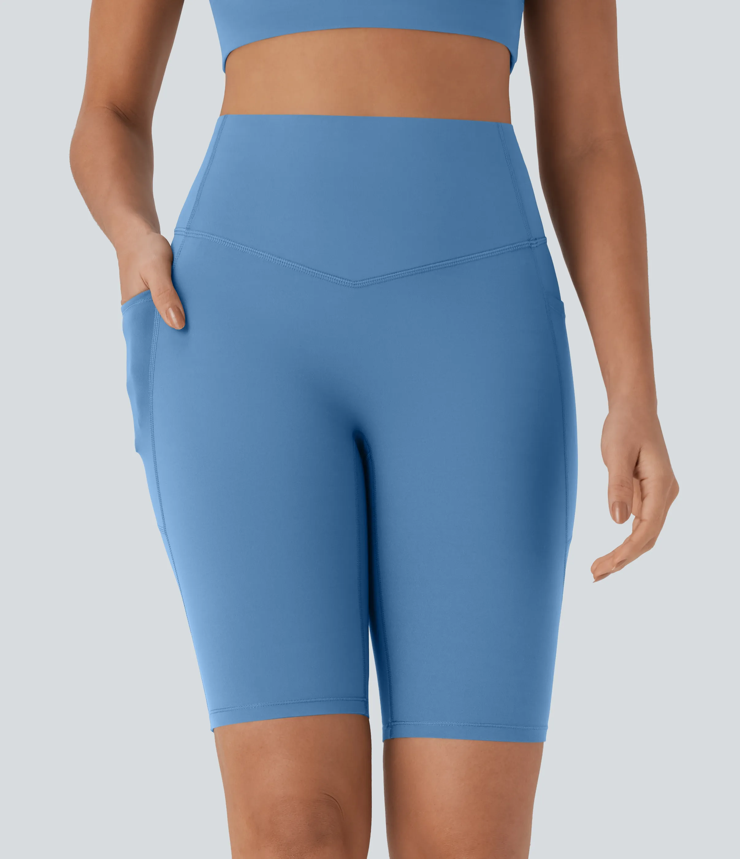 Halara Shorts biker Halara UltraSculpt™ moldeadores tiro alto con reductor de abdomen y bolsillos laterales 22.8cm - Pacific Coast - S sold by Halara product image thumbnail 4