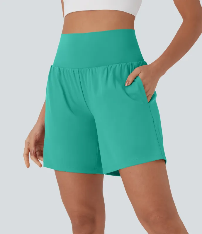 Halara Pantalones cortos de yoga Softlyzero™ Airy 2 en 1 de 17.5cm de tiro alto con tacto fresco y bolsillos - Waterfall - M made by Halara