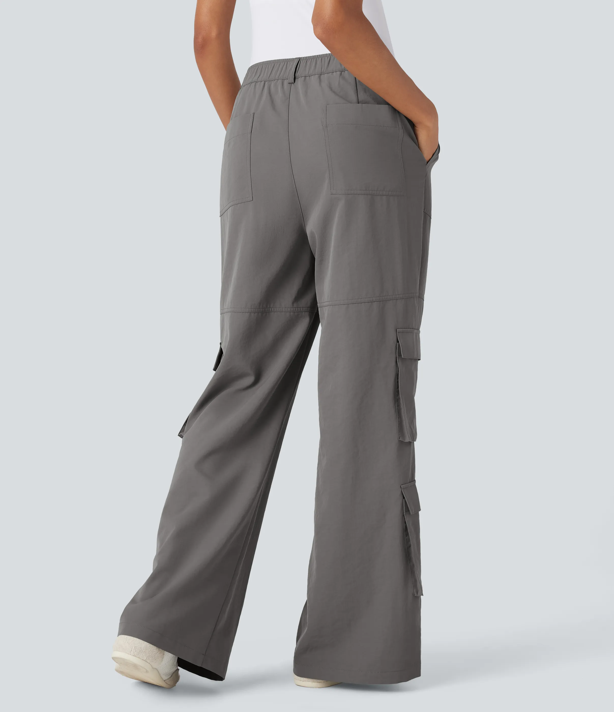 Halara Pantalones cargo casuales de tiro medio con múltiples bolsillos - Brushed Nickel - M(regular) sold by Halara product image thumbnail 3