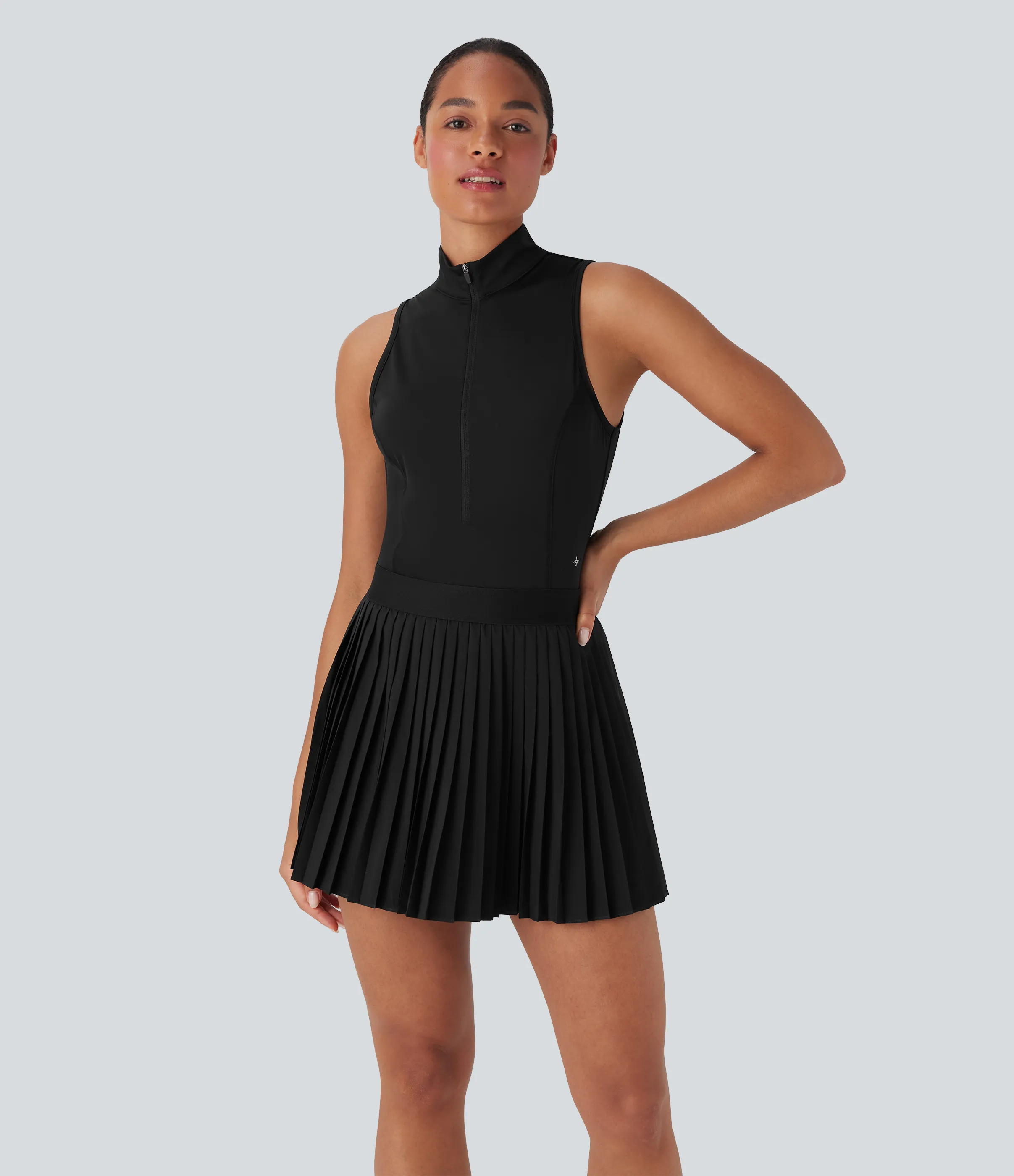 Halara Vestido corto de tenis 2 en 1 Breezeful™ plisado de secado rápido sin mangas y con bolsillos laterales - Black - L sold by Halara product image thumbnail 3