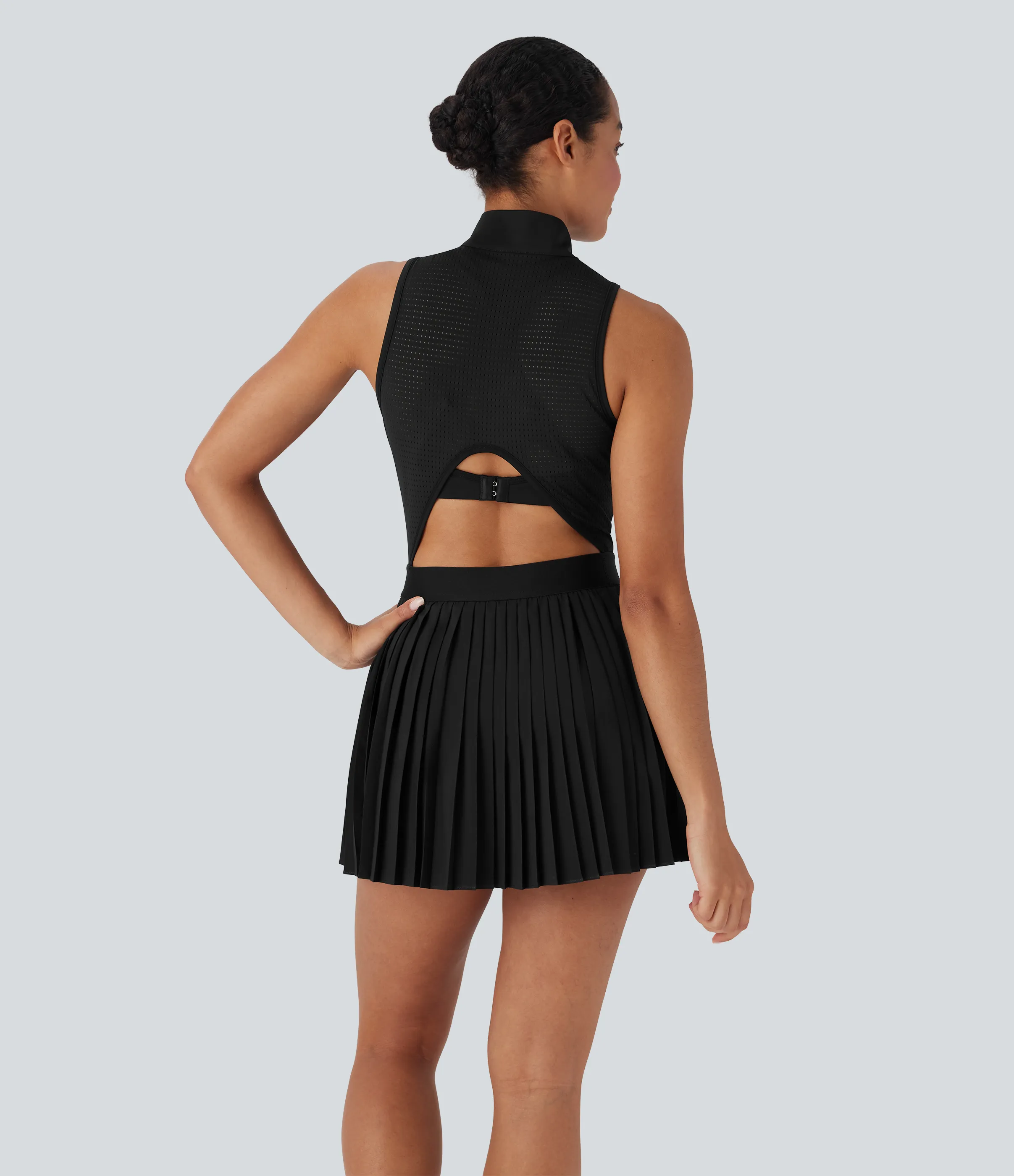 Halara Vestido corto de tenis 2 en 1 Breezeful™ plisado de secado rápido sin mangas y con bolsillos laterales - Black - L sold by Halara product image thumbnail 5