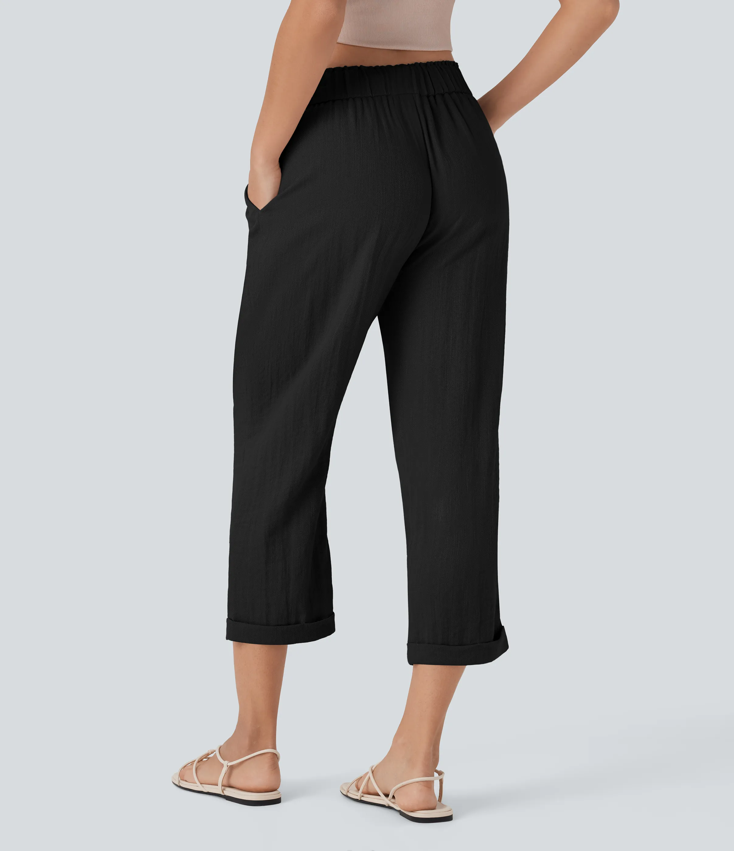 Halara Pantalones casuales ajustados de tiro medio con cordón y bolsillos - Black - XS(regular) sold by Halara product image thumbnail 3