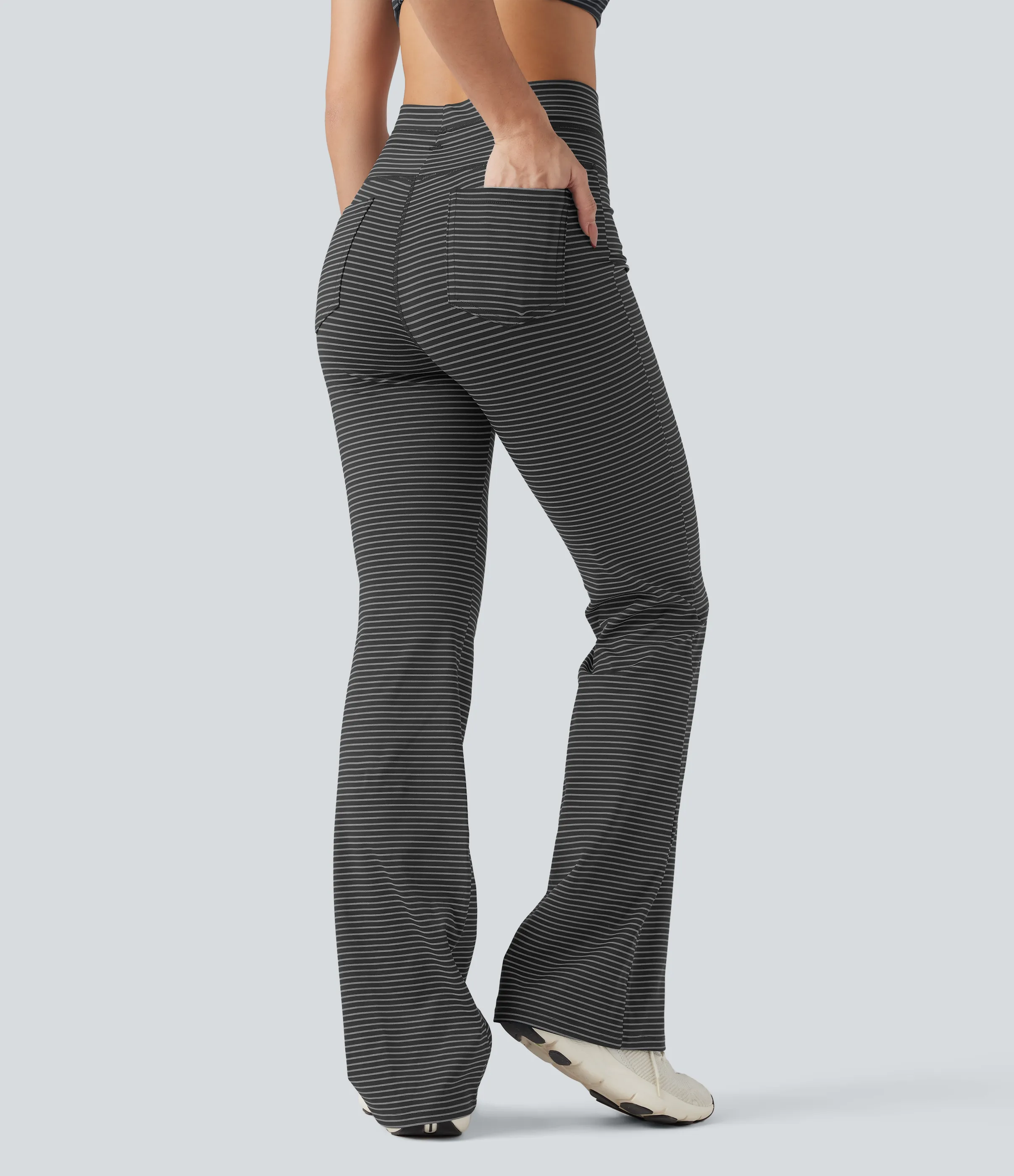 Halara Pantalones de yoga acampanados de tiro alto con cordón y bolsillos - Iron Gray - M(regular) sold by Halara product image thumbnail 3