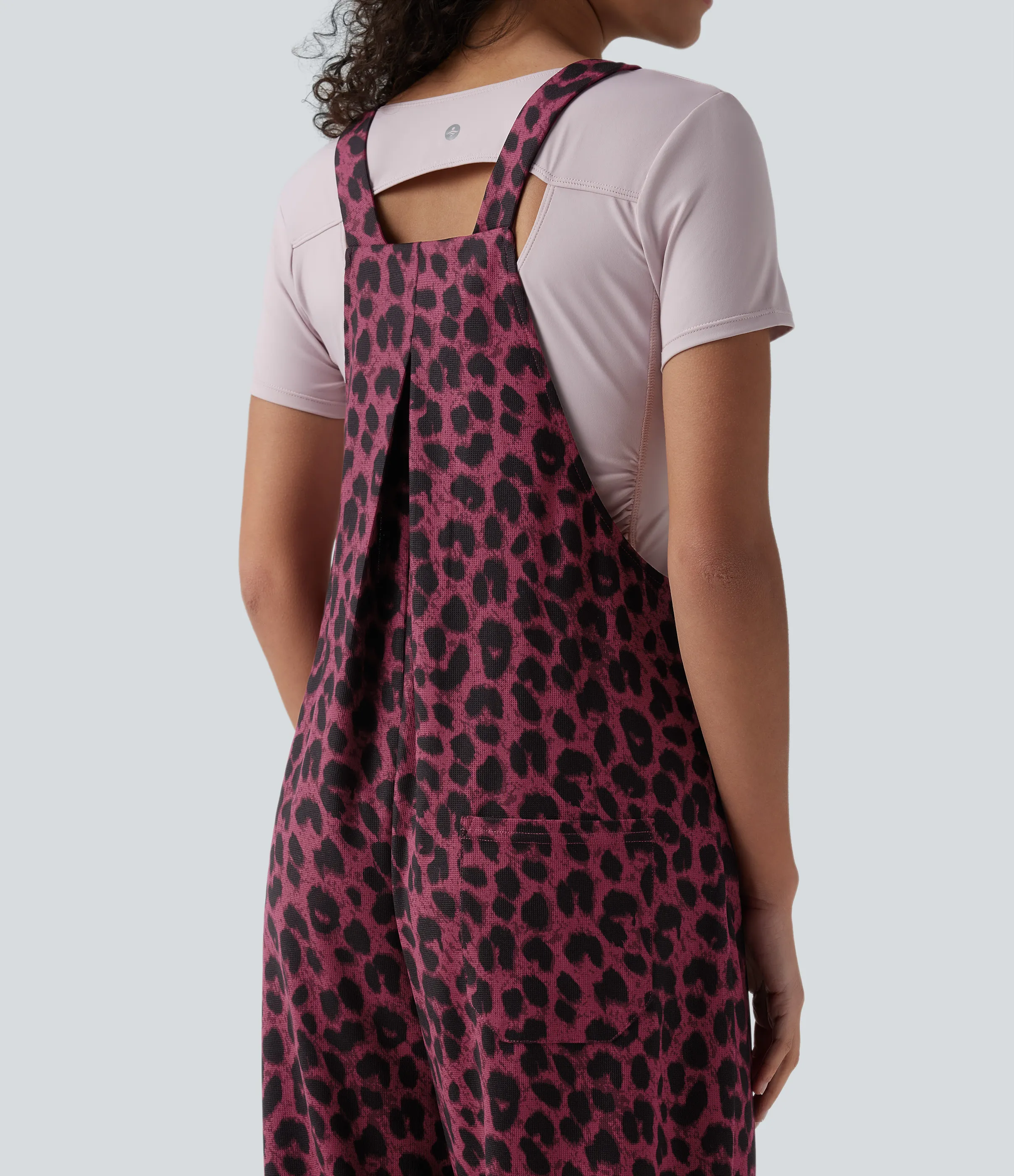 Halara Jumpsuit casual con estampado de leopardo y bolsillos - Maroon Leopard - M(regular) sold by Halara product image thumbnail 5