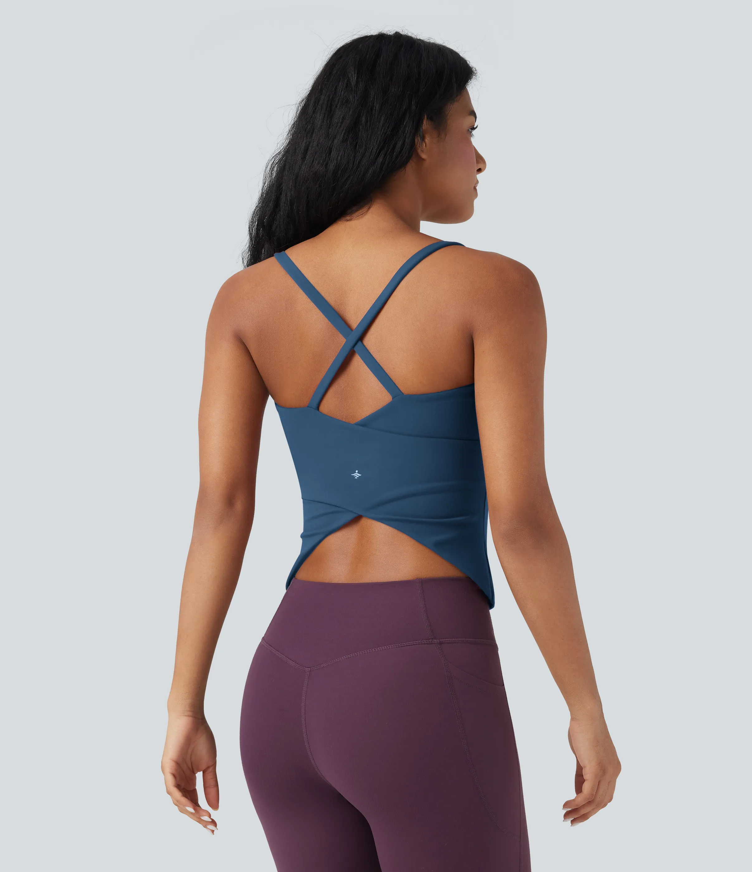 Halara Top de yoga con escote redondo, espalda cruzada y dobladillo cruzado - Electric Blue - XS sold by Halara product image thumbnail 5